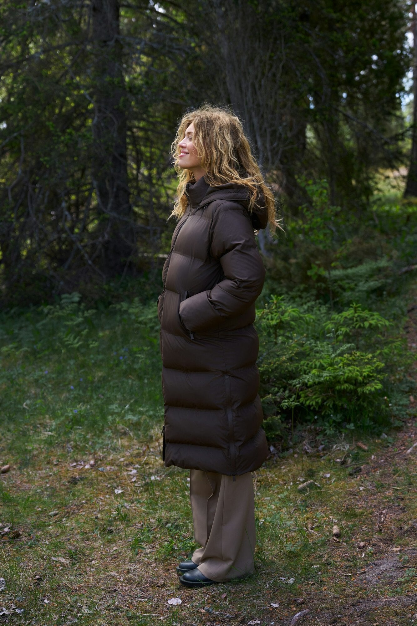 Viviana Puffer dunjakke - Dark Brown
