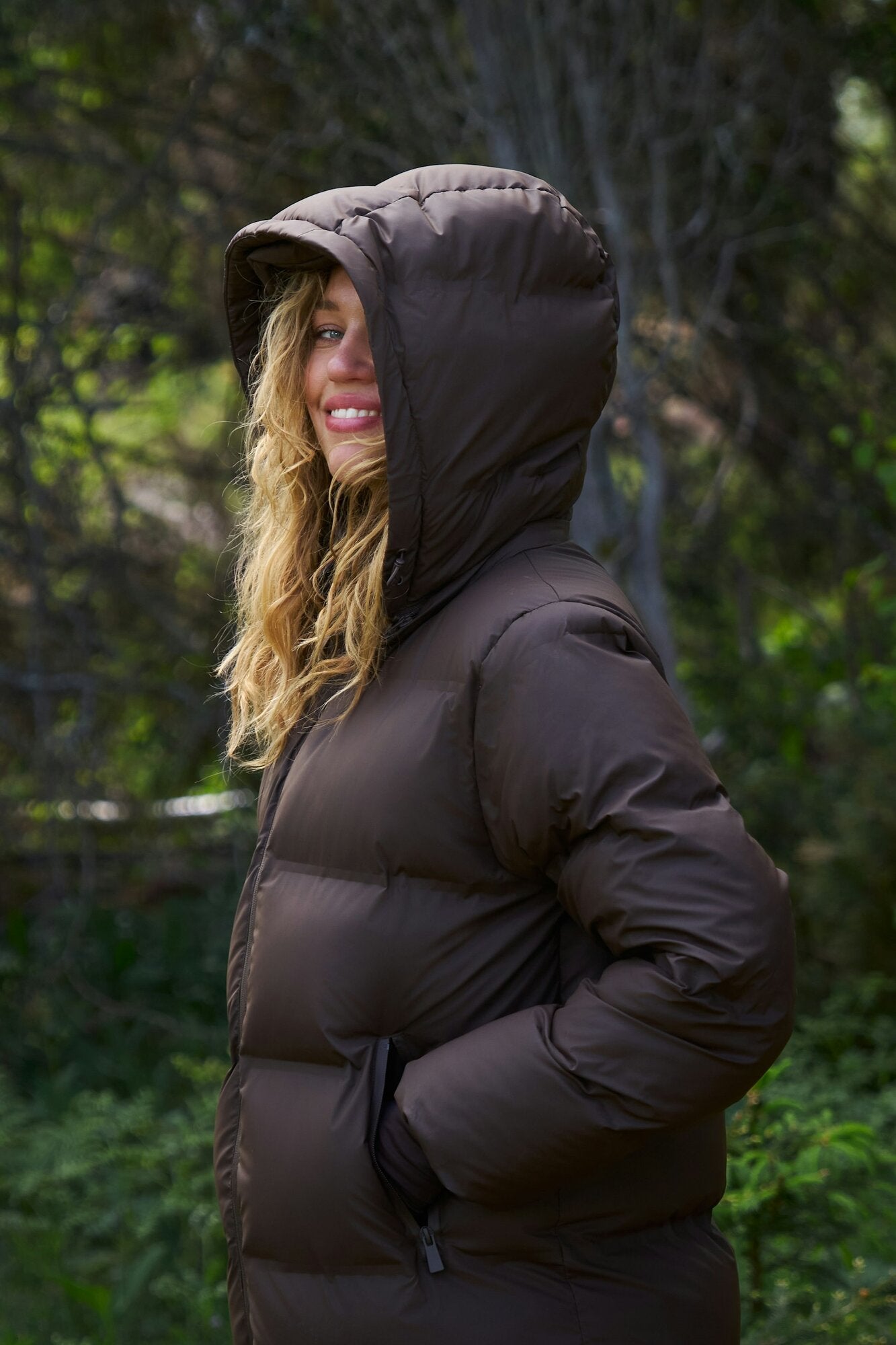 Viviana Puffer dunjakke - Dark Brown