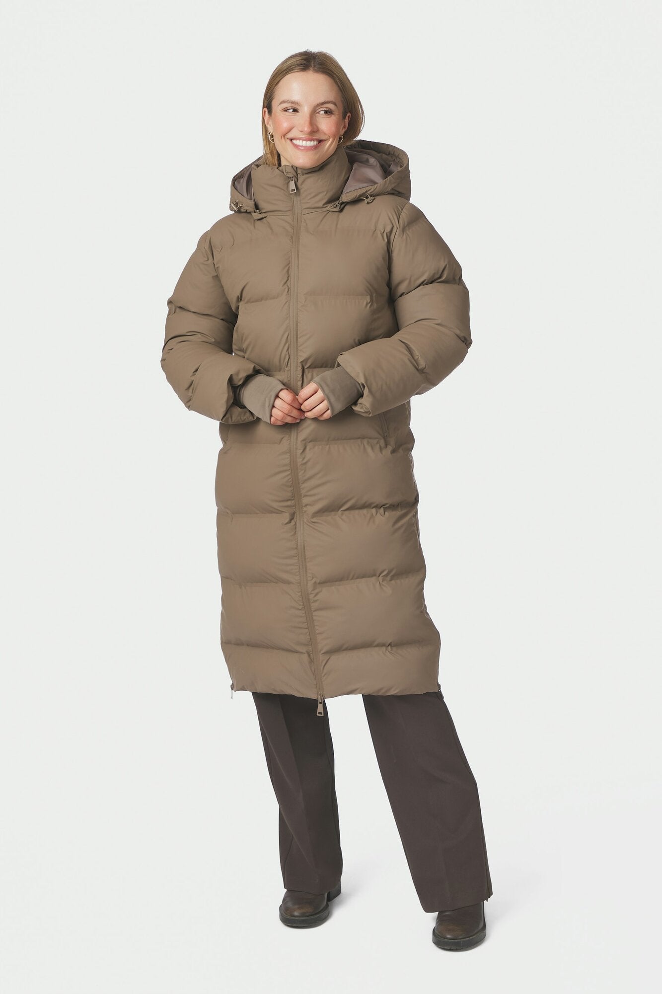 Viviana Puffer dunjakke - Dark Taupe