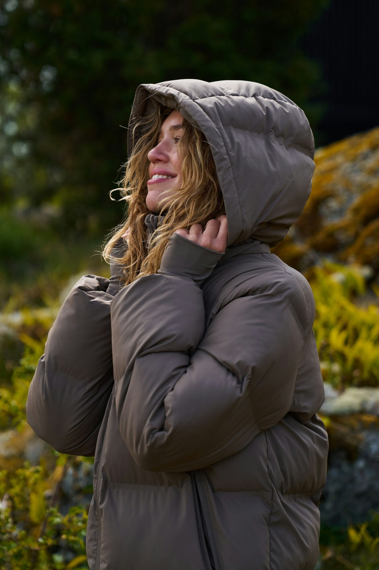 Viviana Puffer dunjakke - Dark Taupe