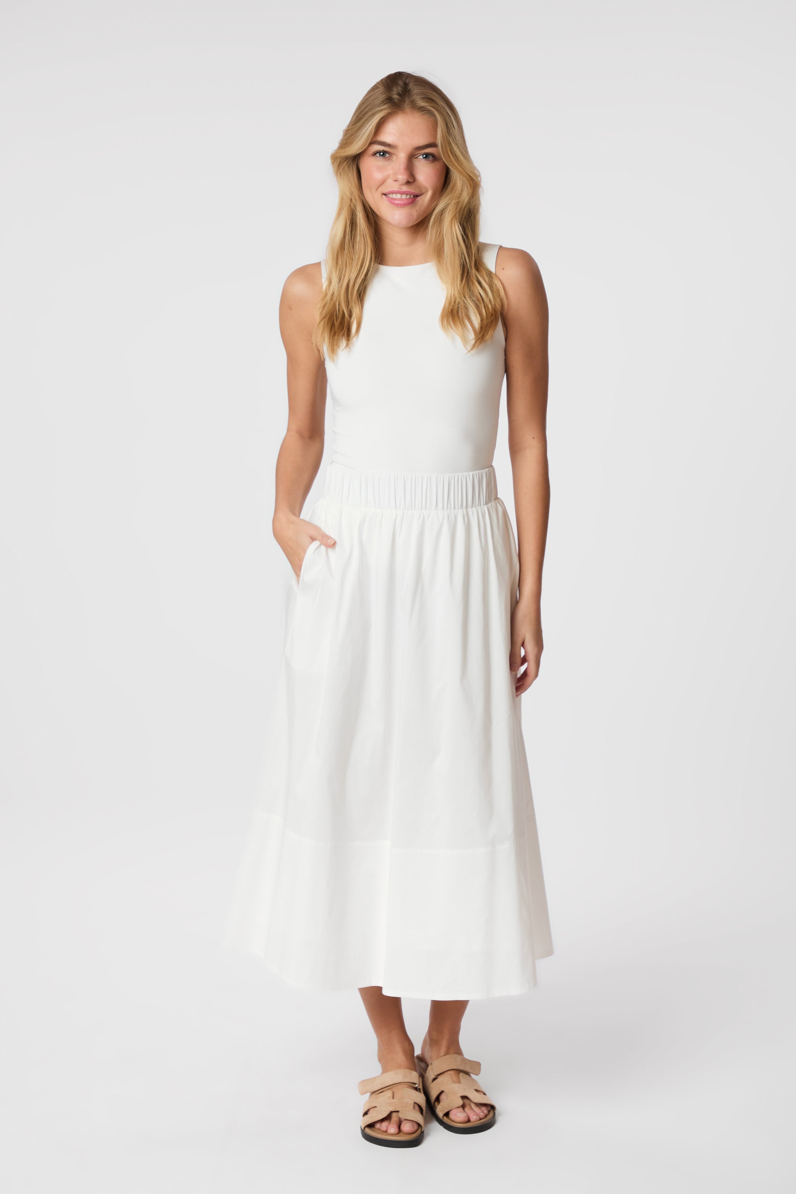 Yara Poplin nederdel - hvid