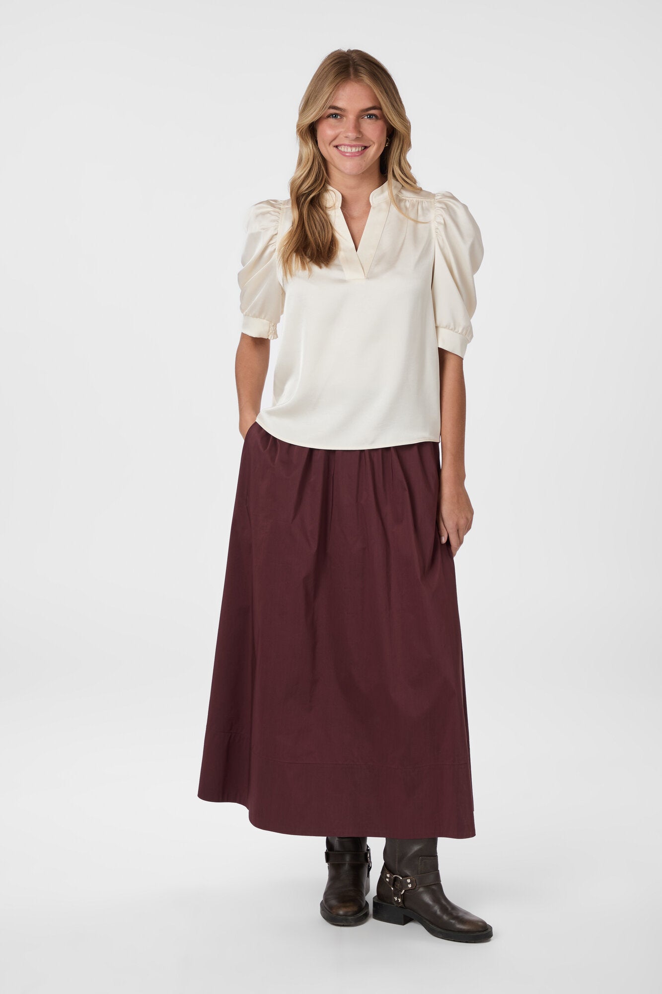 Yara Poplin nederdel - Burgundy