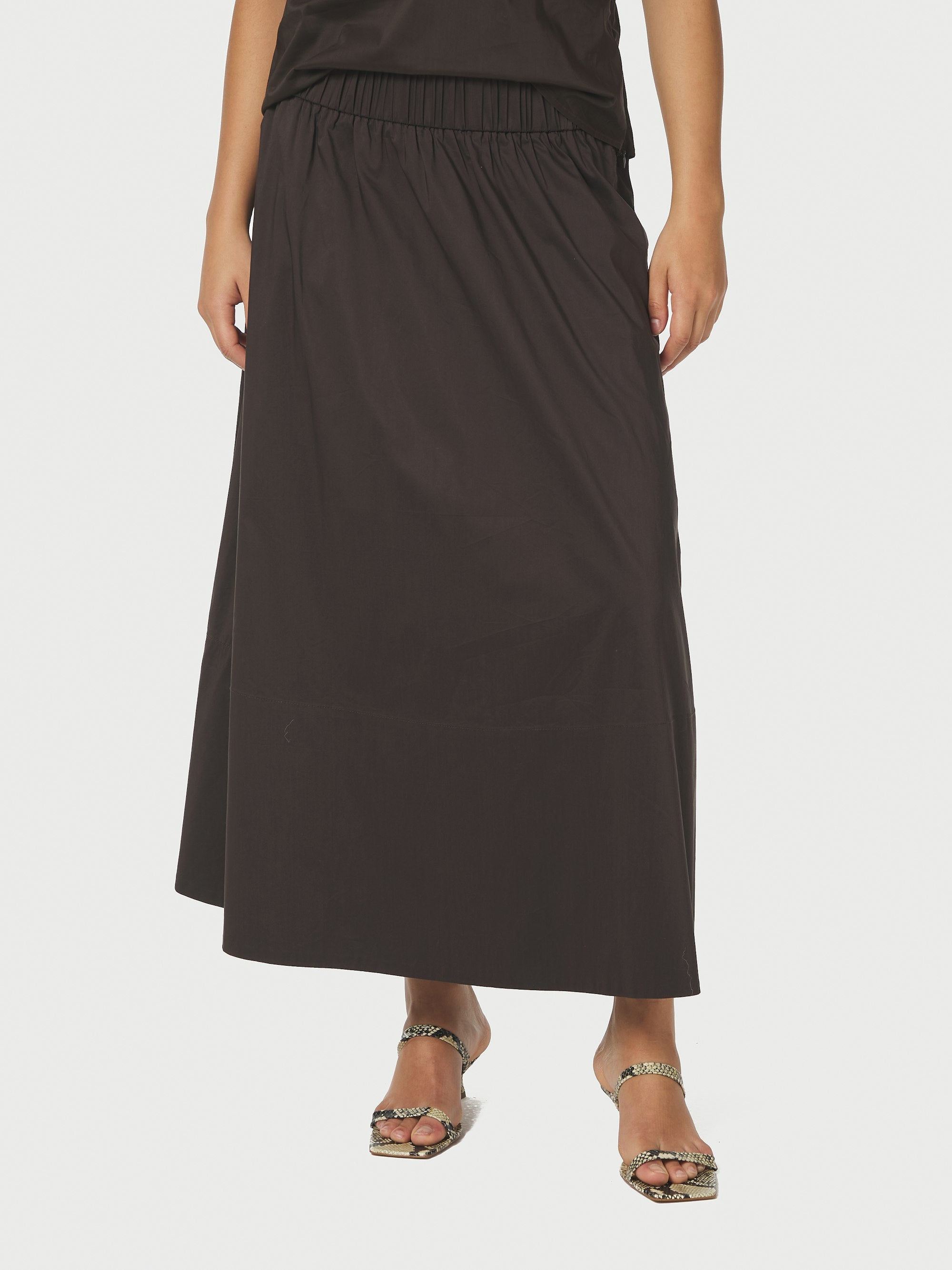 Yara Poplin nederdel - Chocolate Brown