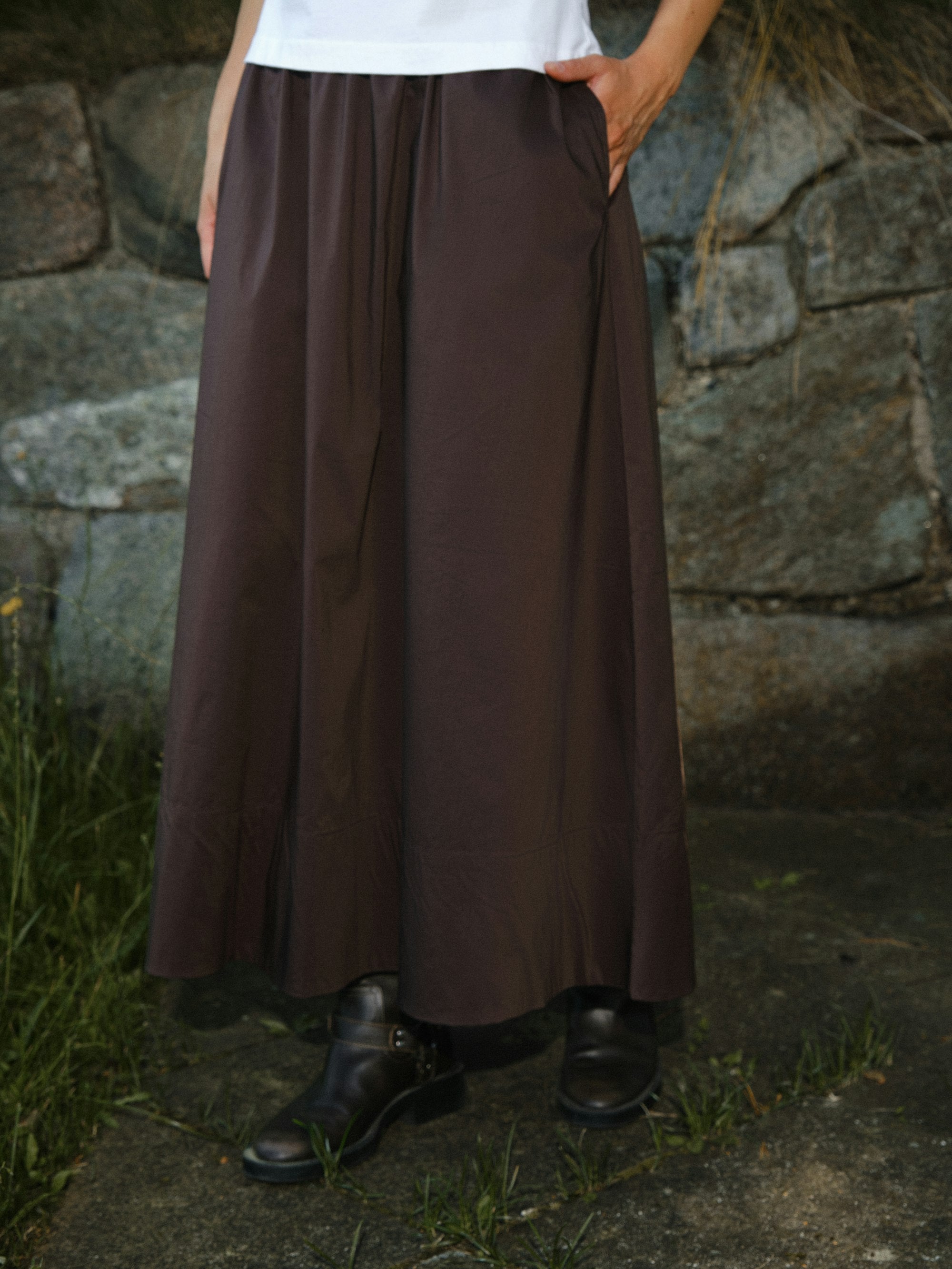 Yara Poplin nederdel - Chocolate Brown