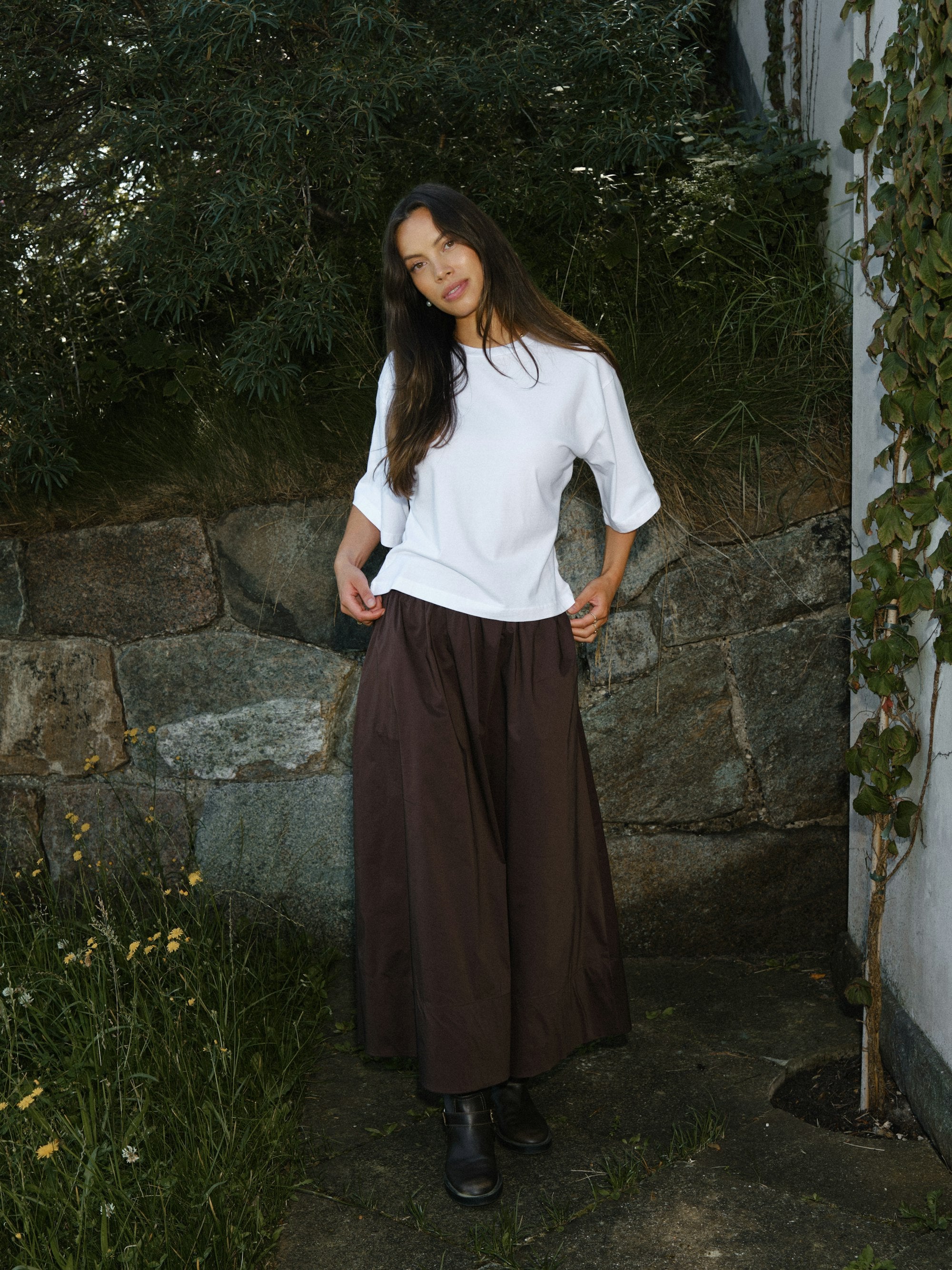 Yara Poplin nederdel - Chocolate Brown