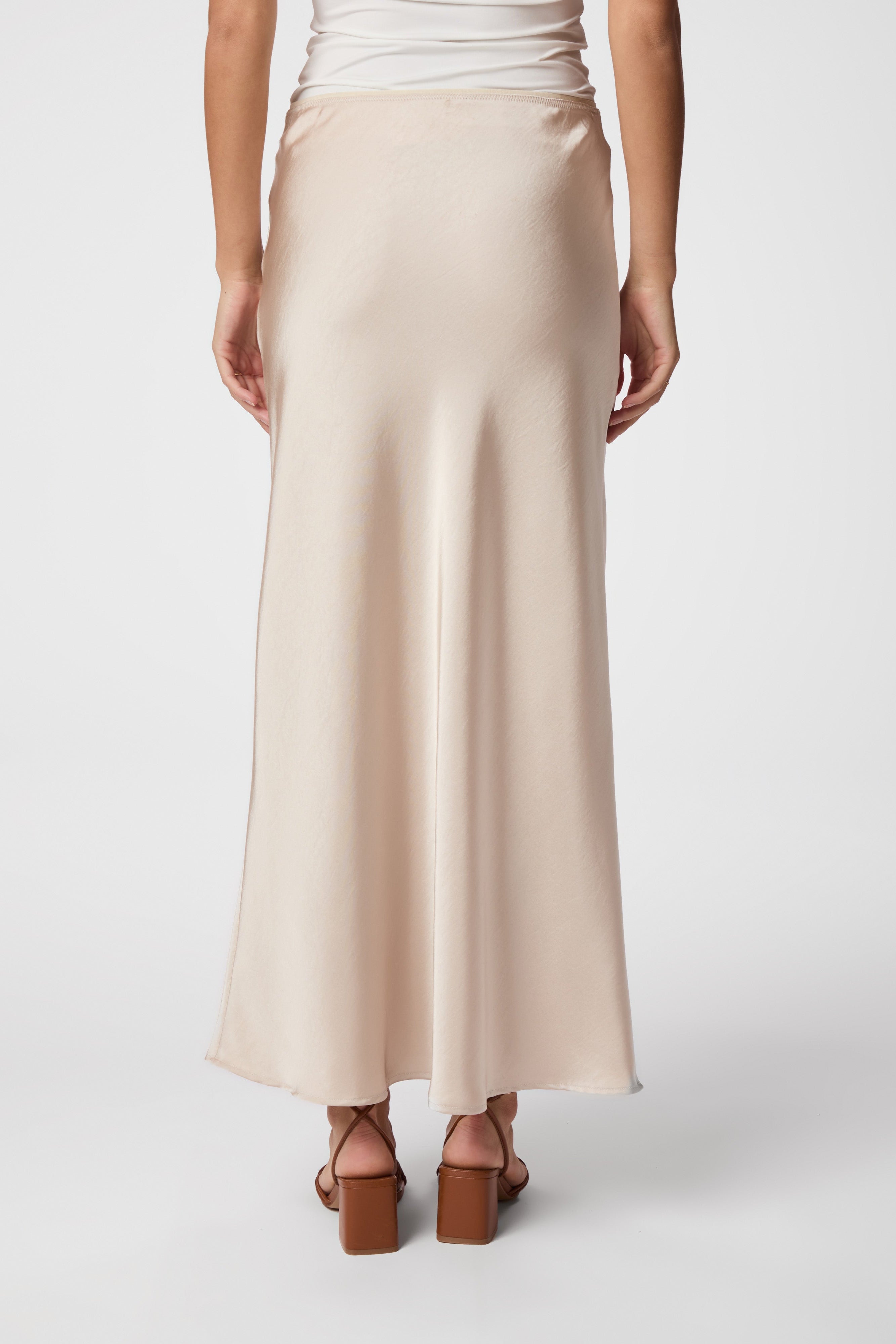 Vicky Heavy satinnederdel - Champagne