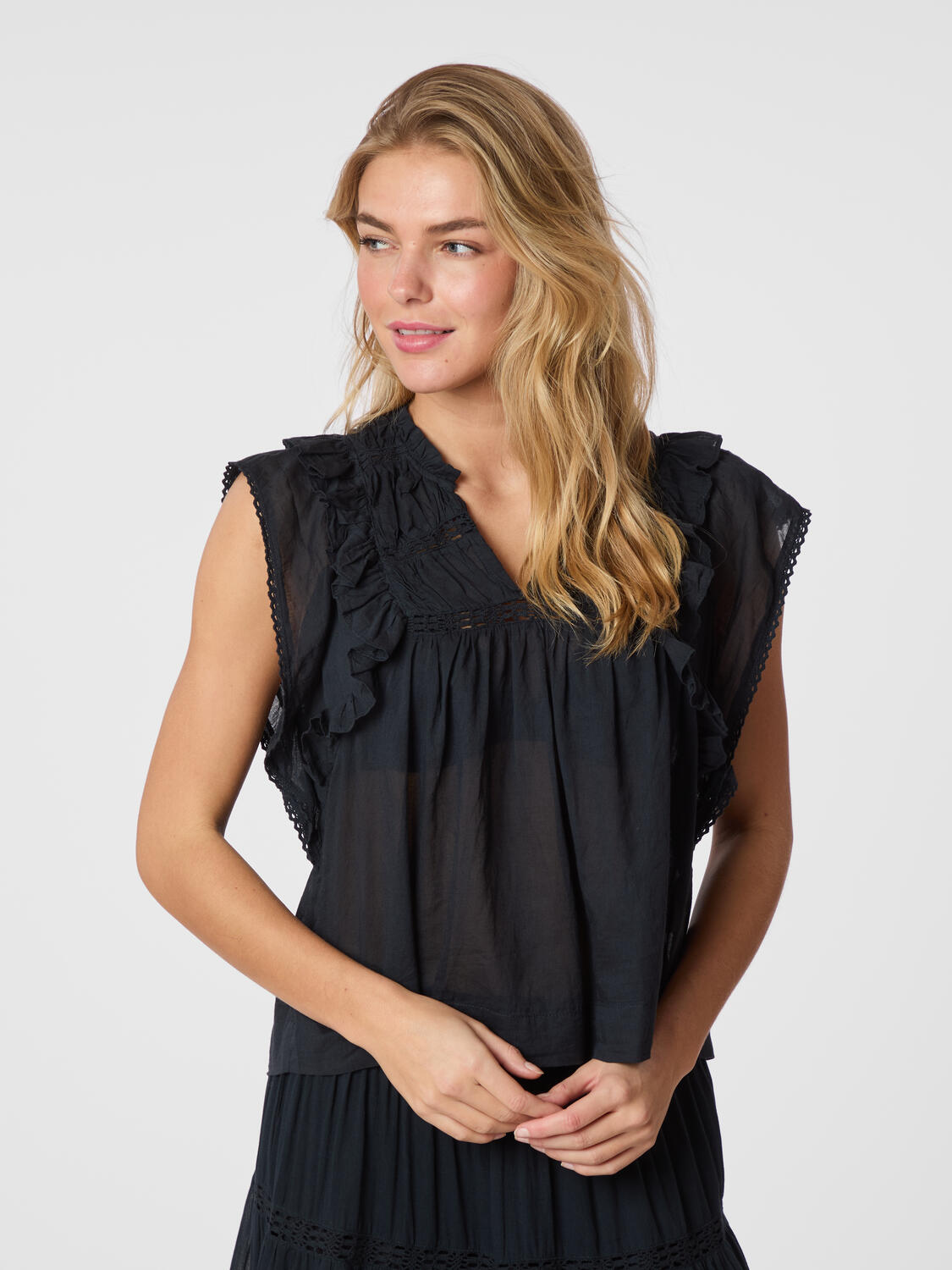 Jayla S Voile top - navy