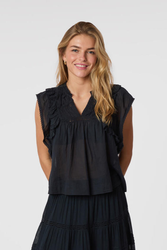 Jayla S Voile top - navy