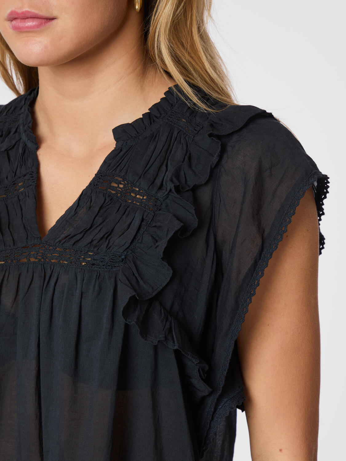 Jayla S Voile top - navy