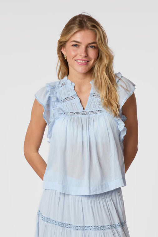 Jayla S Voile Top - Light Blue