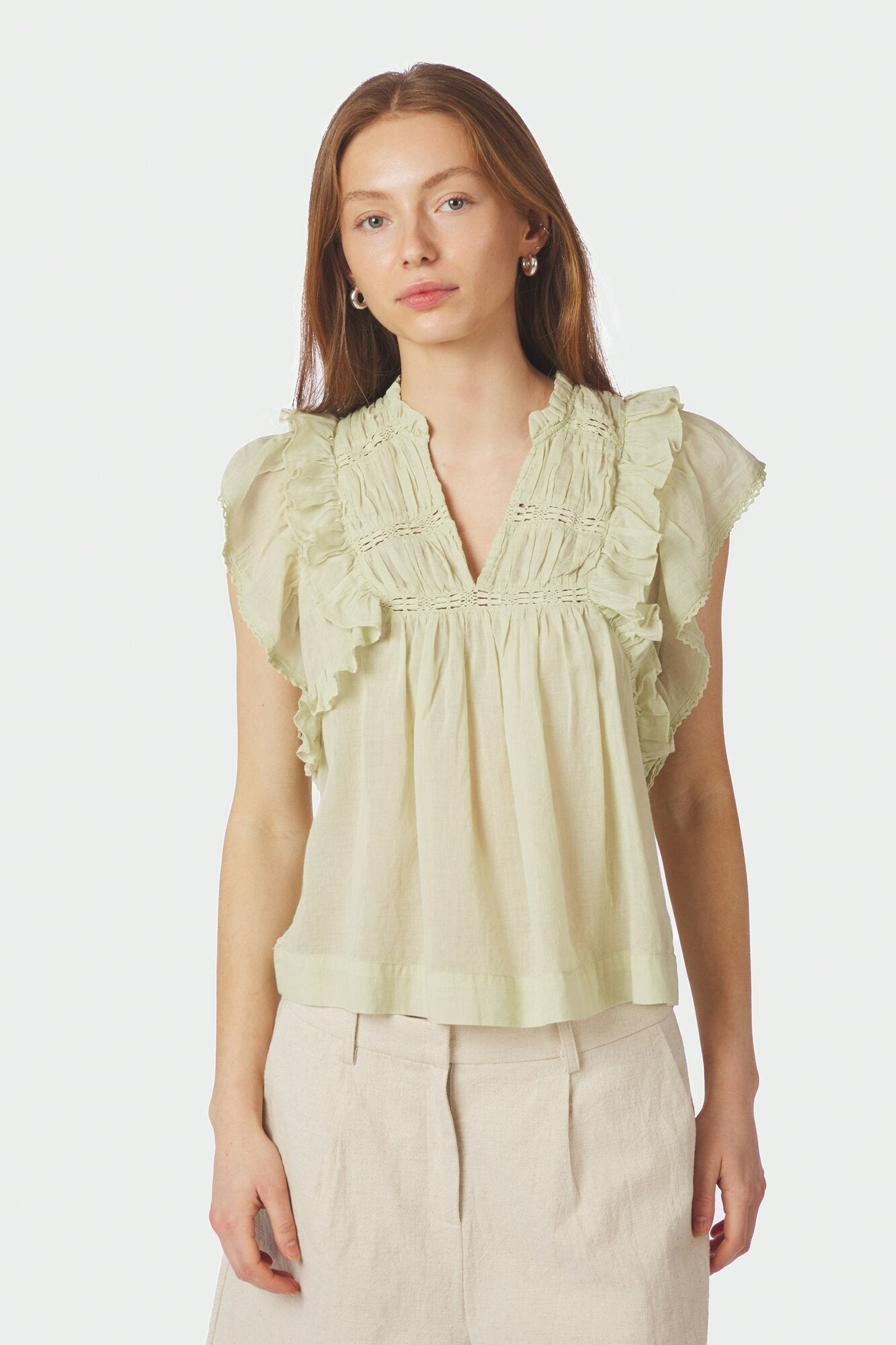 Jayla S Voile top - Pistachio