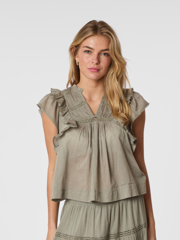 Jayla S Voile Top - Smoke Green