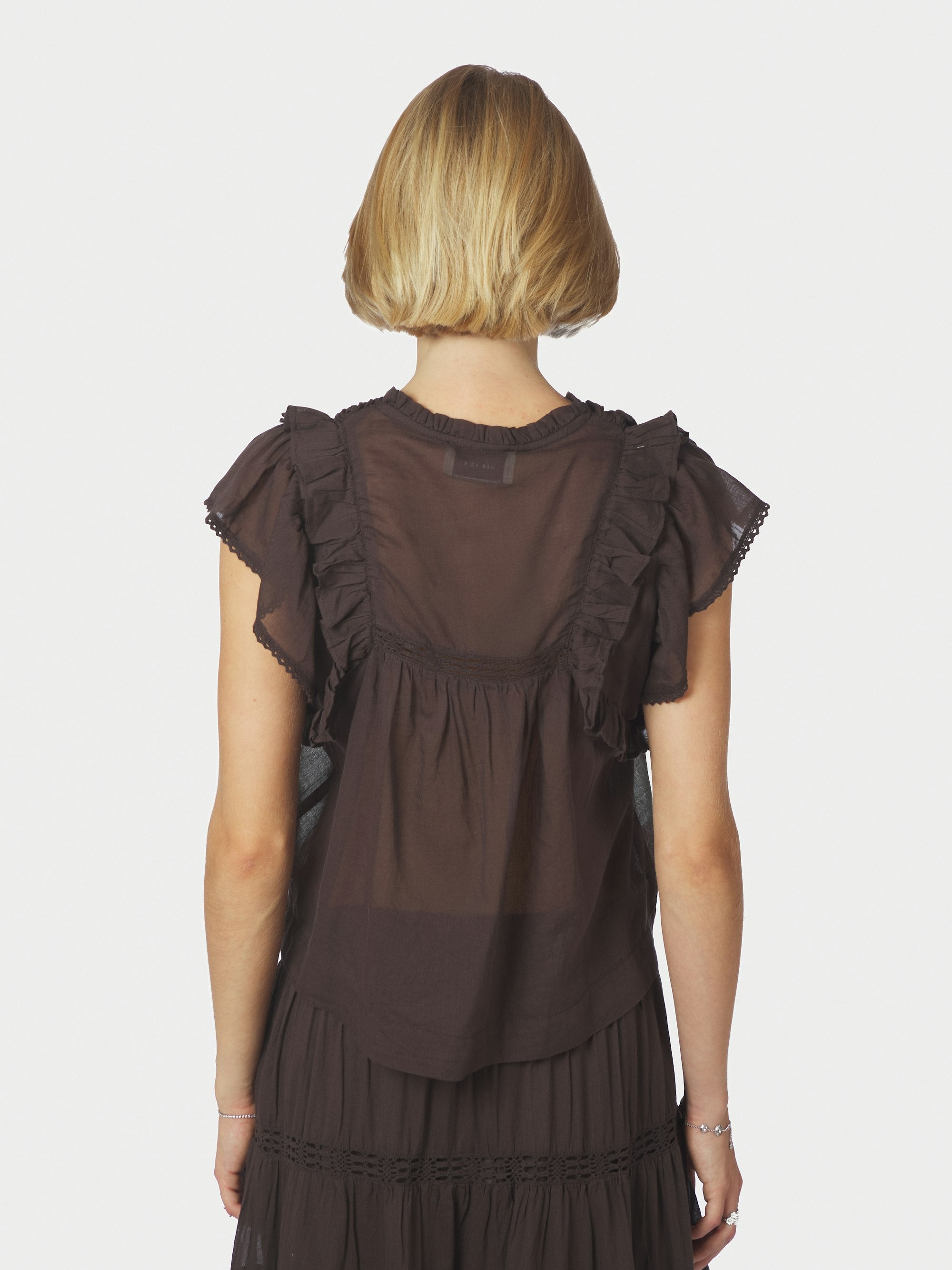 Jayla S Voile top - mørkebrun