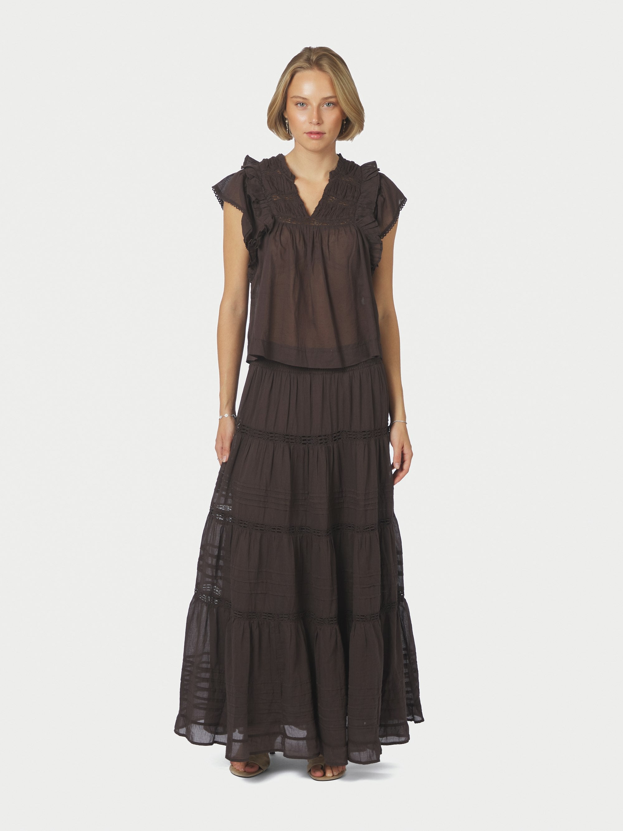 Jayla S Voile top - mørkebrun