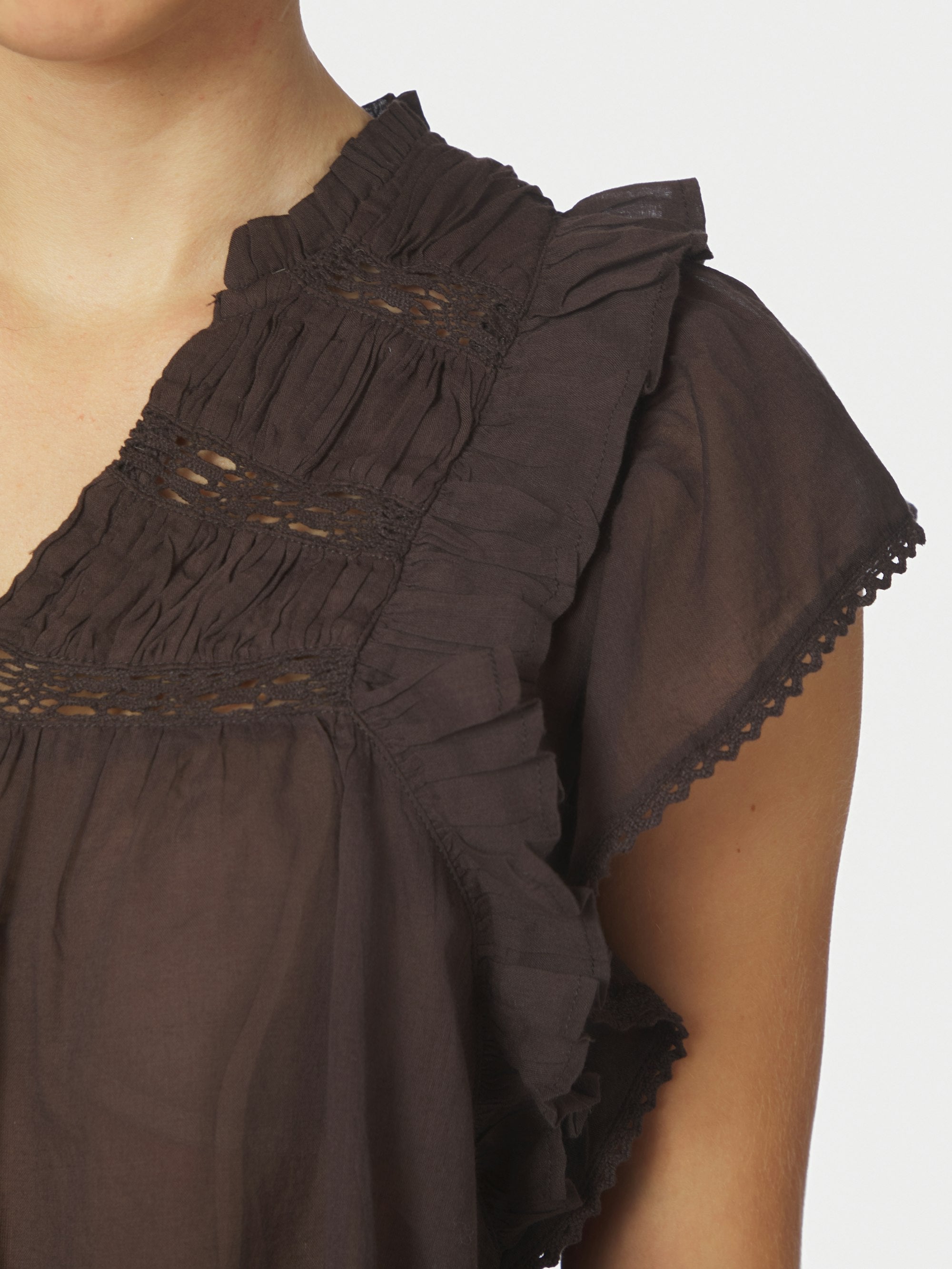 Jayla S Voile top - mørkebrun