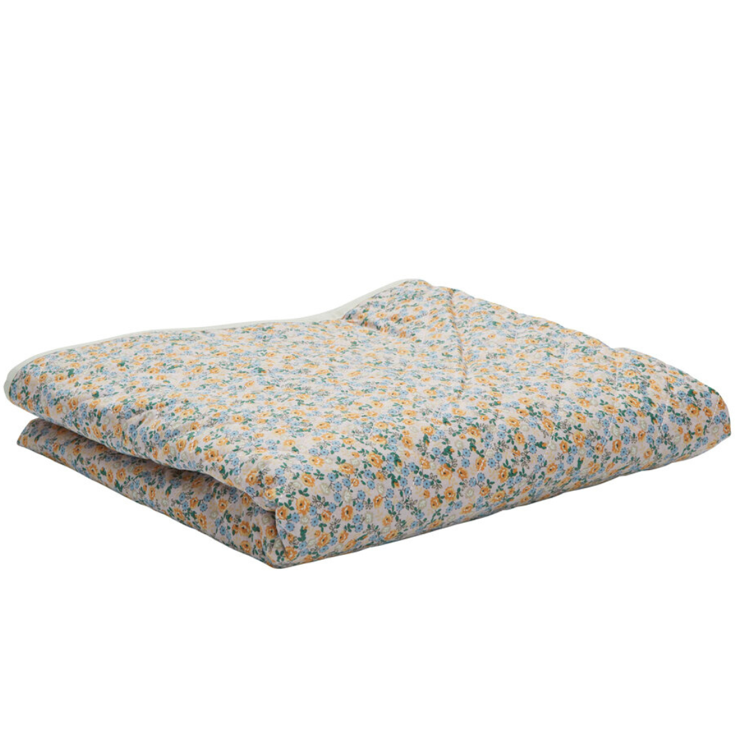 Flora vattæppe, rosa/gul/blå - 210 x 136 cm.