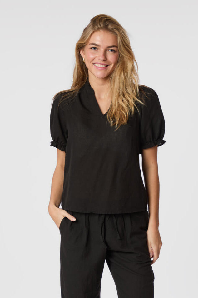 Odesa hørbluse - sort