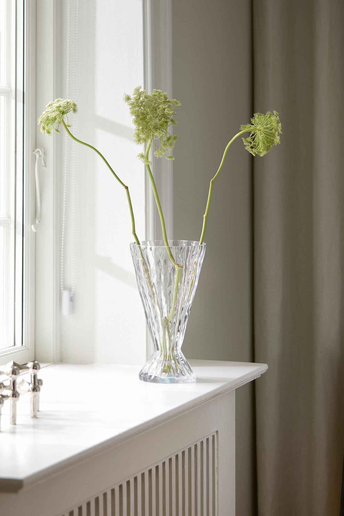 Fish tail vase, klar - H28 cm