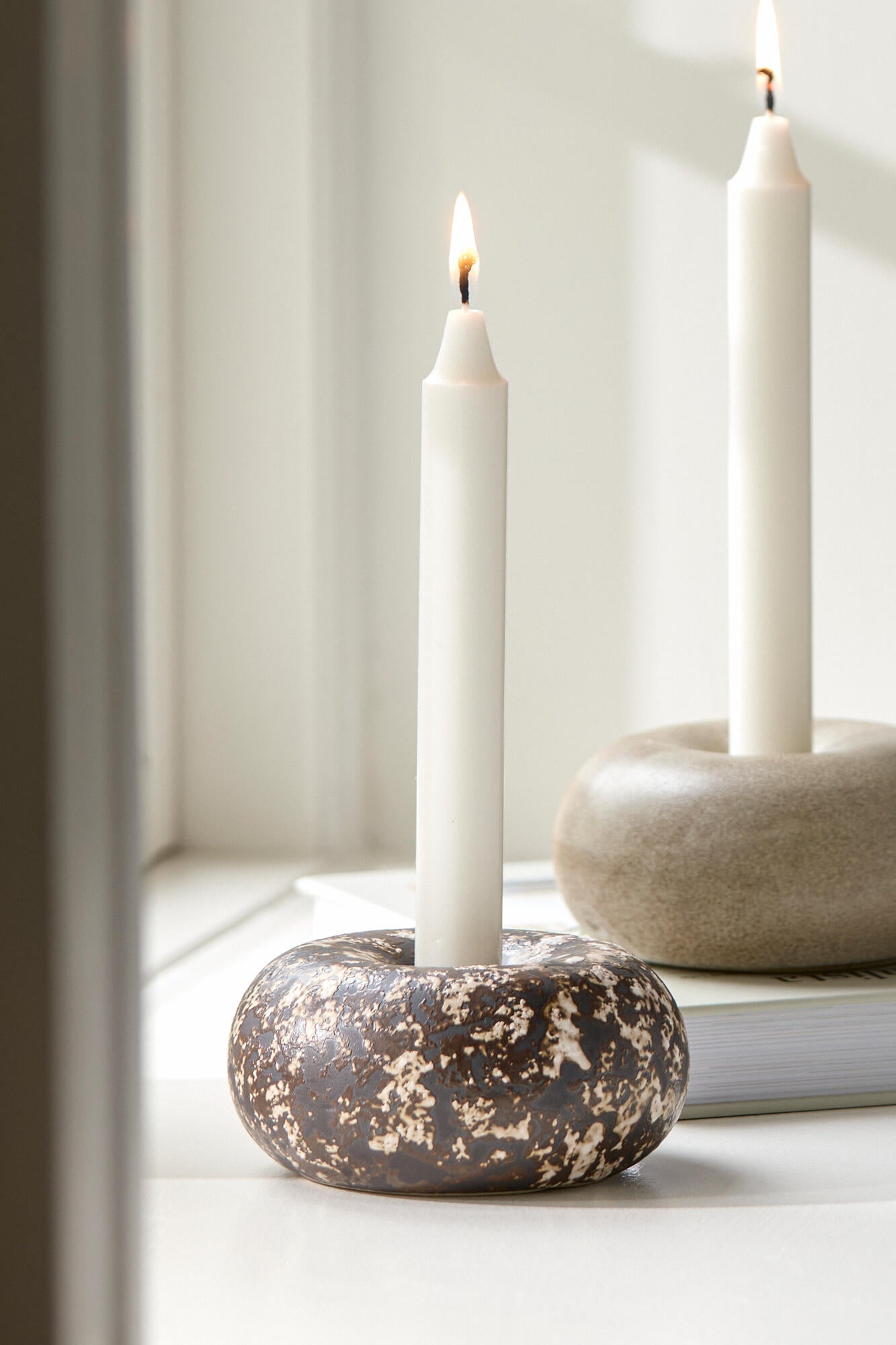 Donut lysestage, mixed cream - Ø12 cm