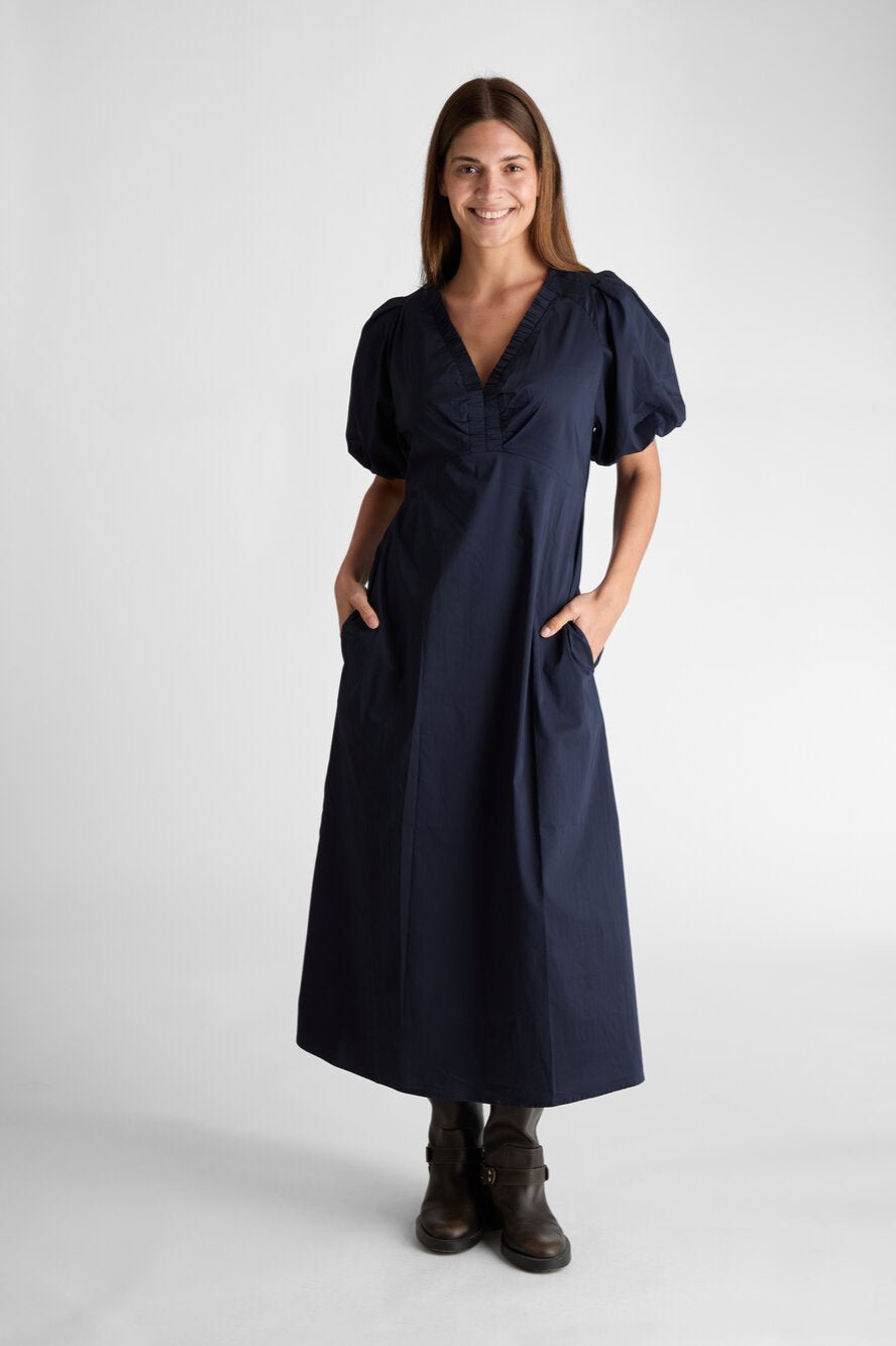 Illana Poplin kjole - Navy