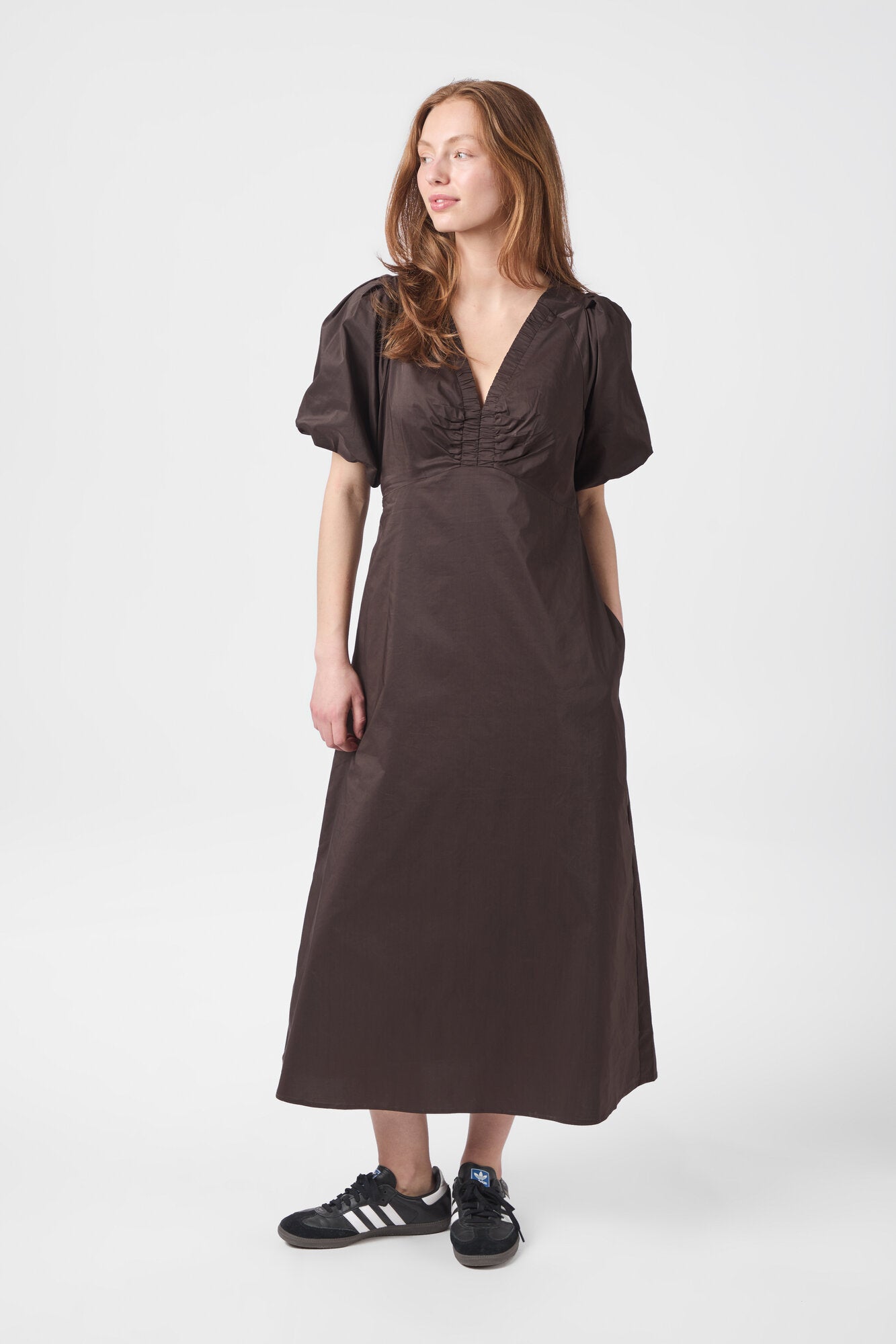 Illana Poplin kjole - Chocolate Brown