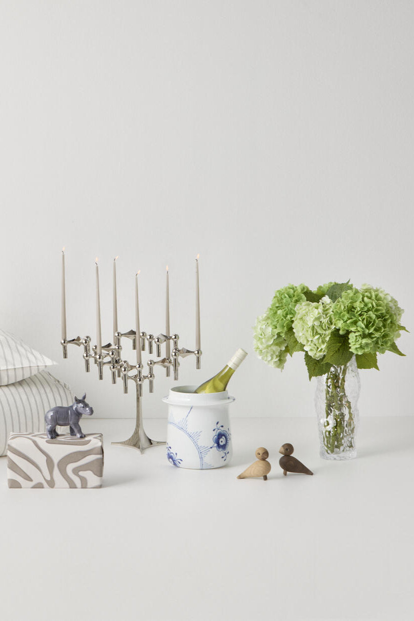 Nagel lysestage, krom - 3-pak