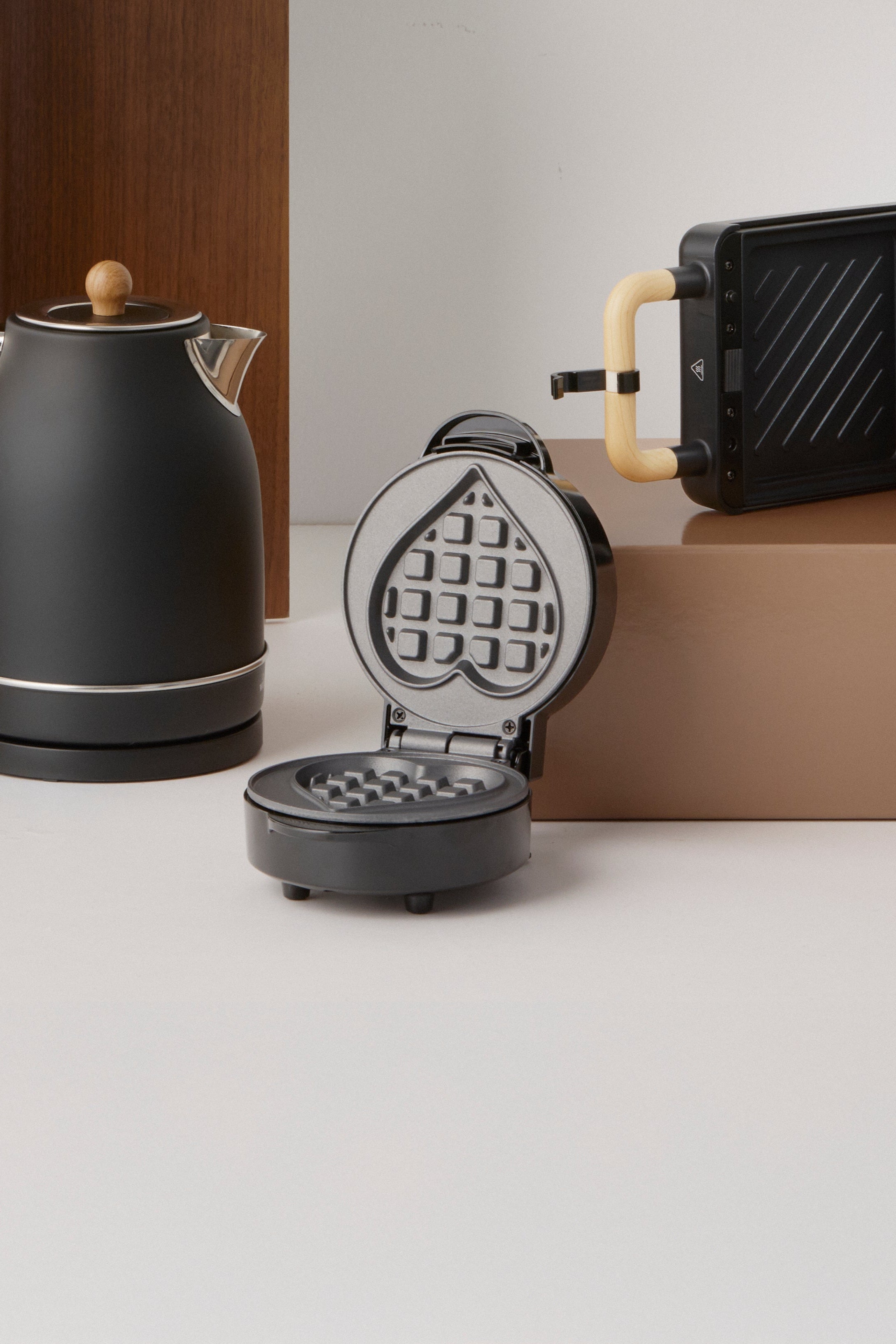 Mini Heart vaffeljern - sort