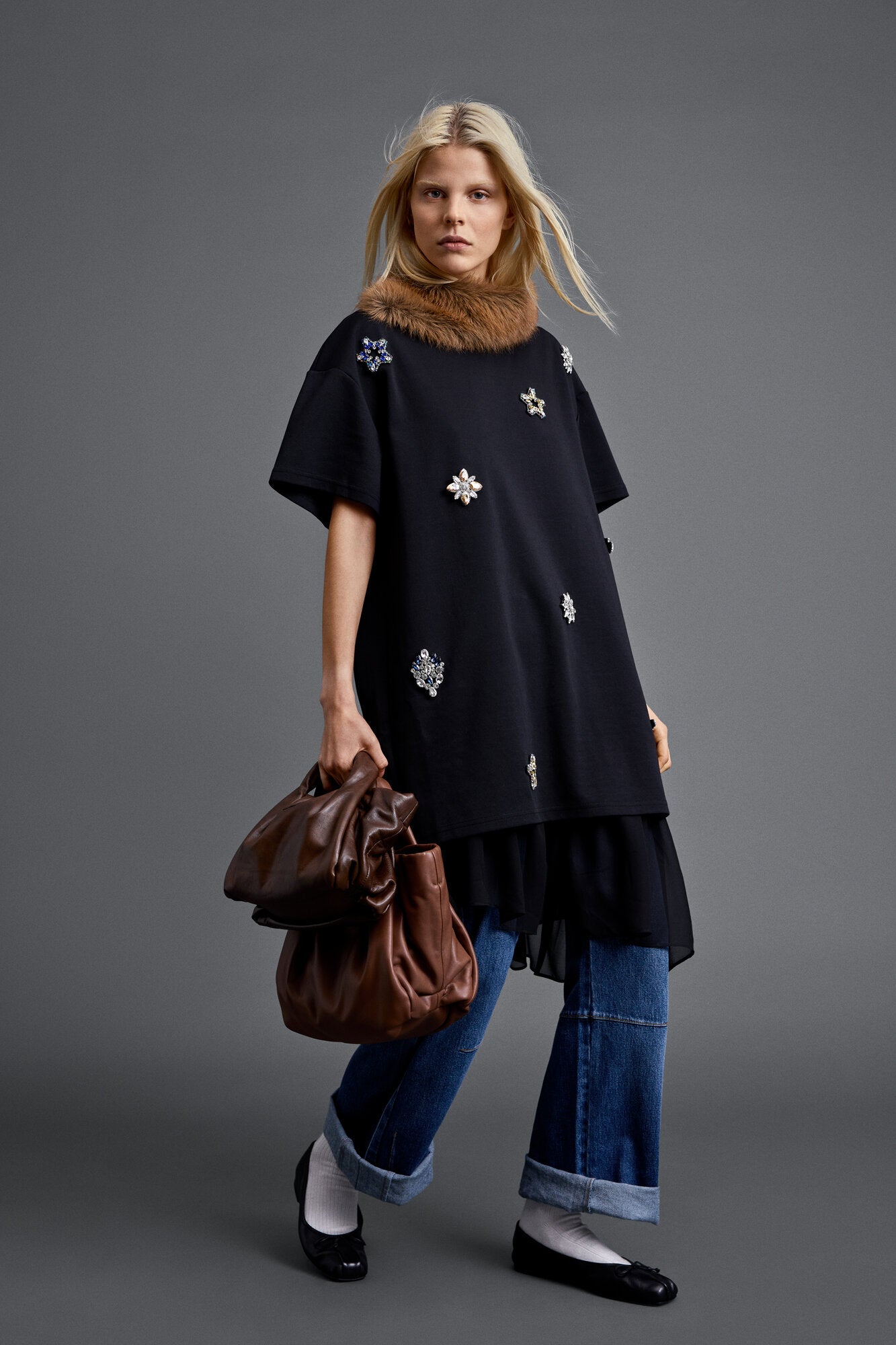Visorless t-shirt kjole - sort
