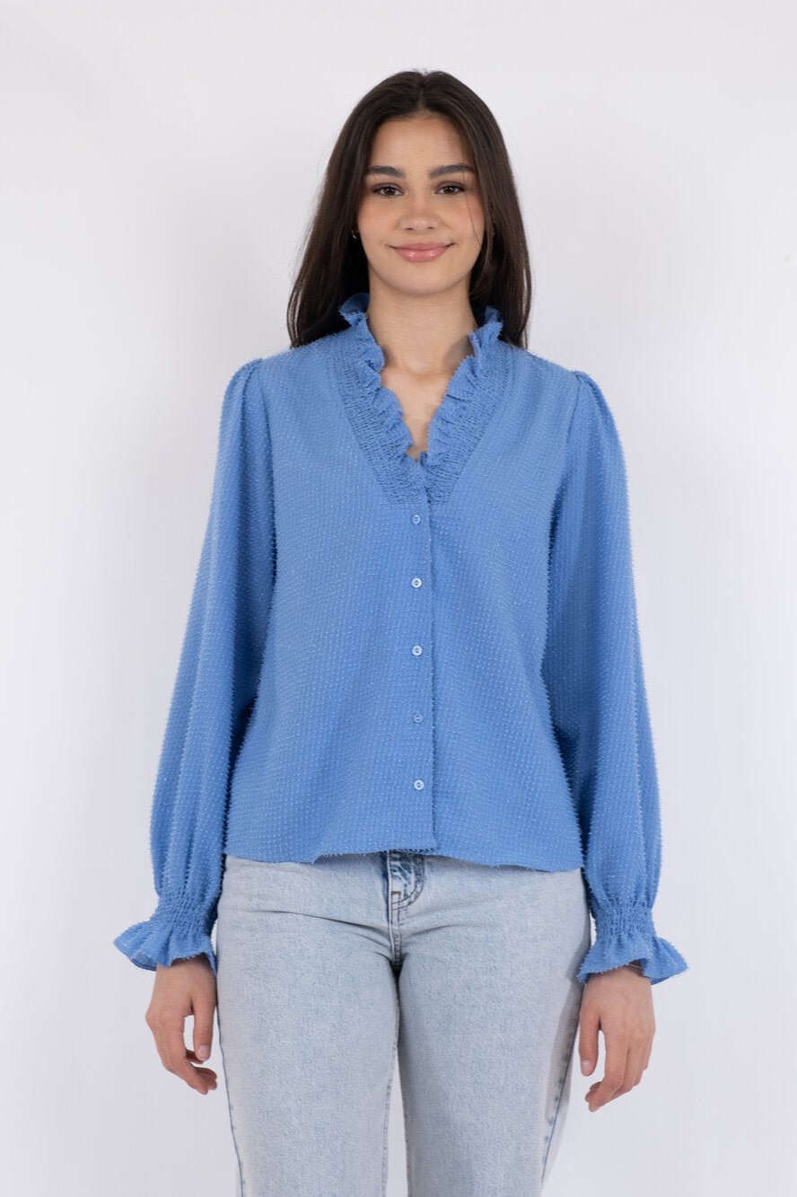 Brielle Glitter bluse - Dusty Blue