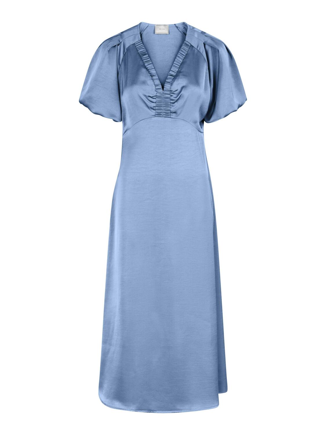 Illana Heavy Sateen kjole - Smoke Blue