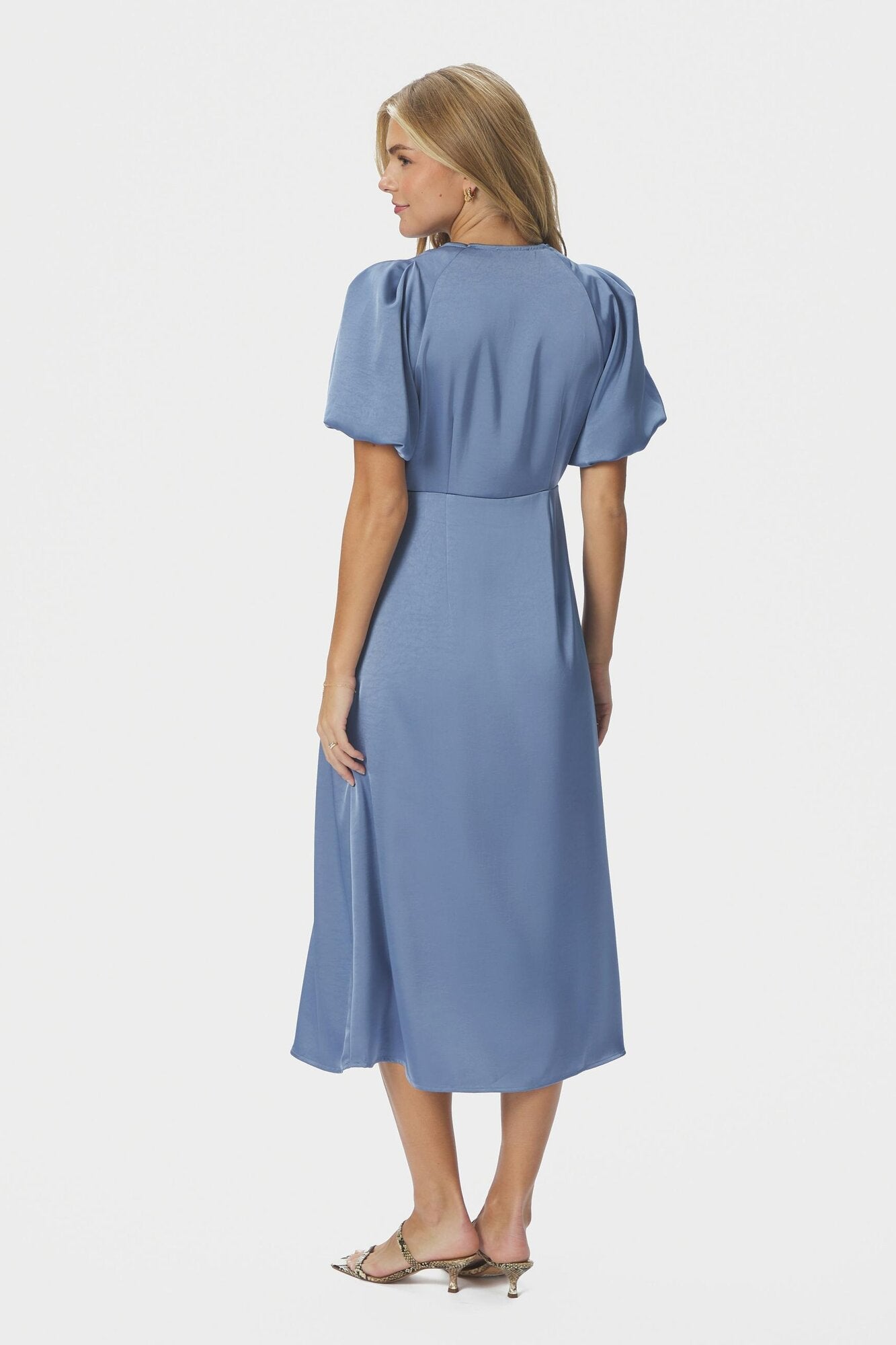 Illana Heavy Sateen kjole - Smoke Blue