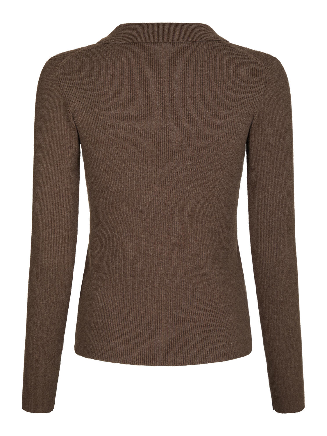 Panama strikket polotrøje - Brown Melange