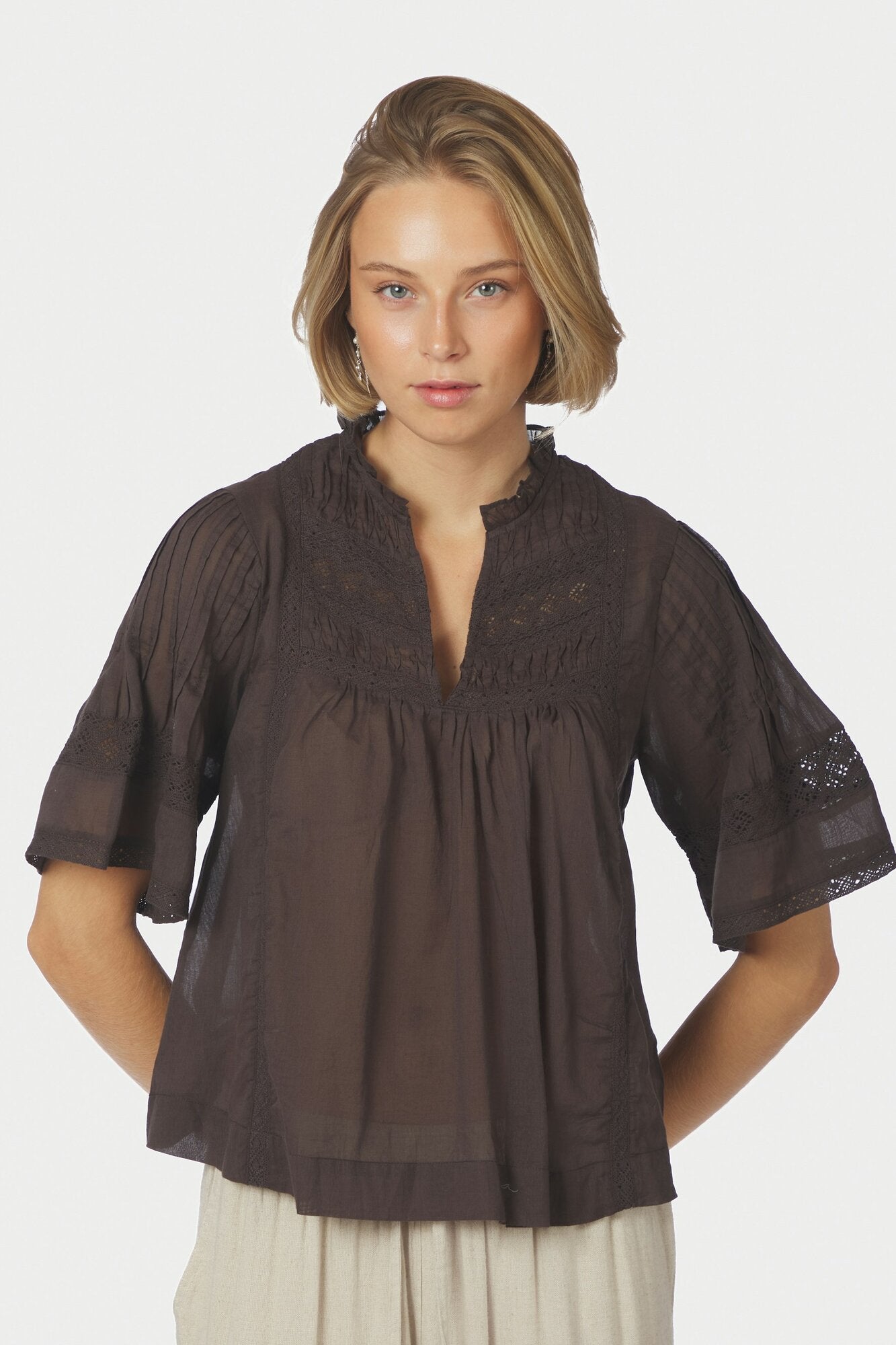 Siama S Voile top - mørkebrun