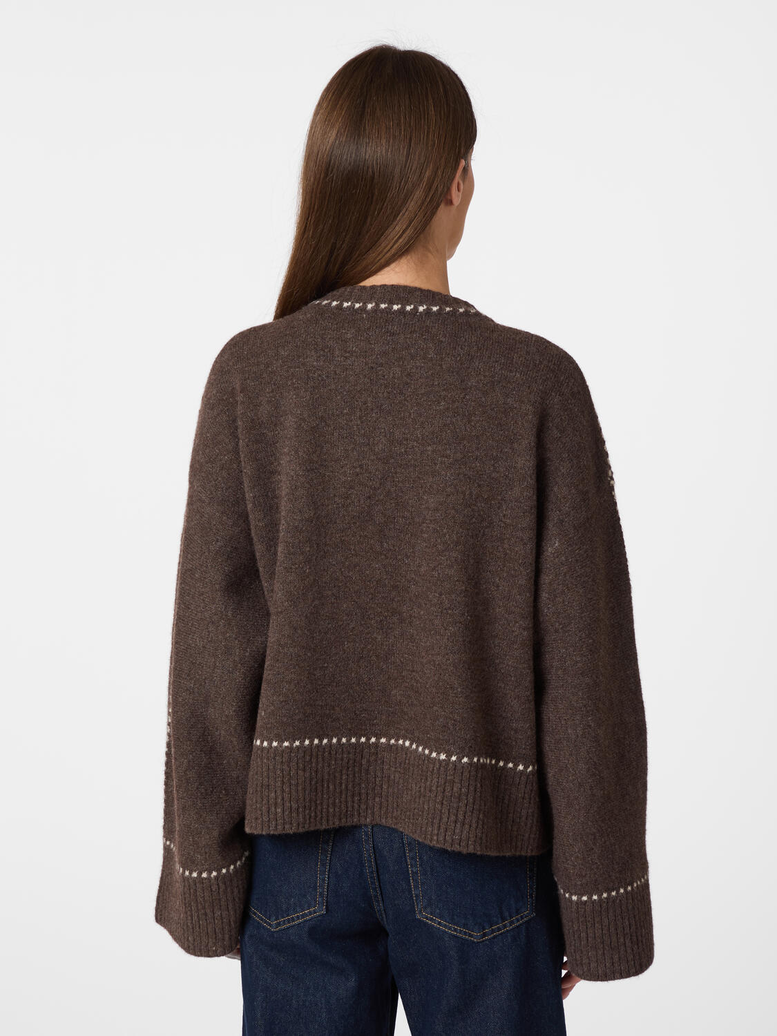 Roeme Stitch striktrøje - Brown Melange