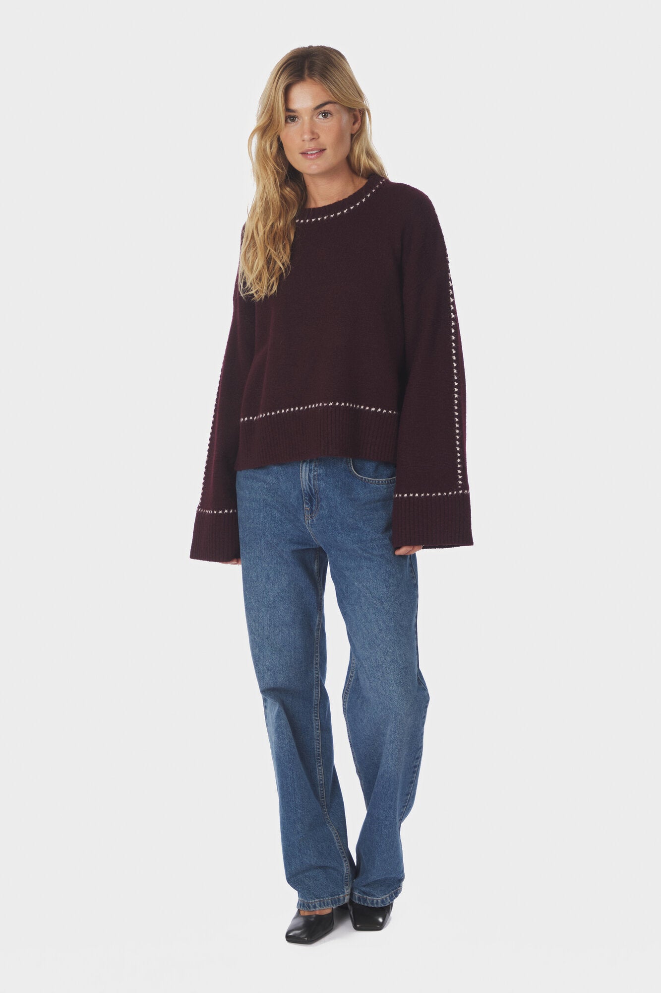 Roeme Stitch striktrøje - Wine