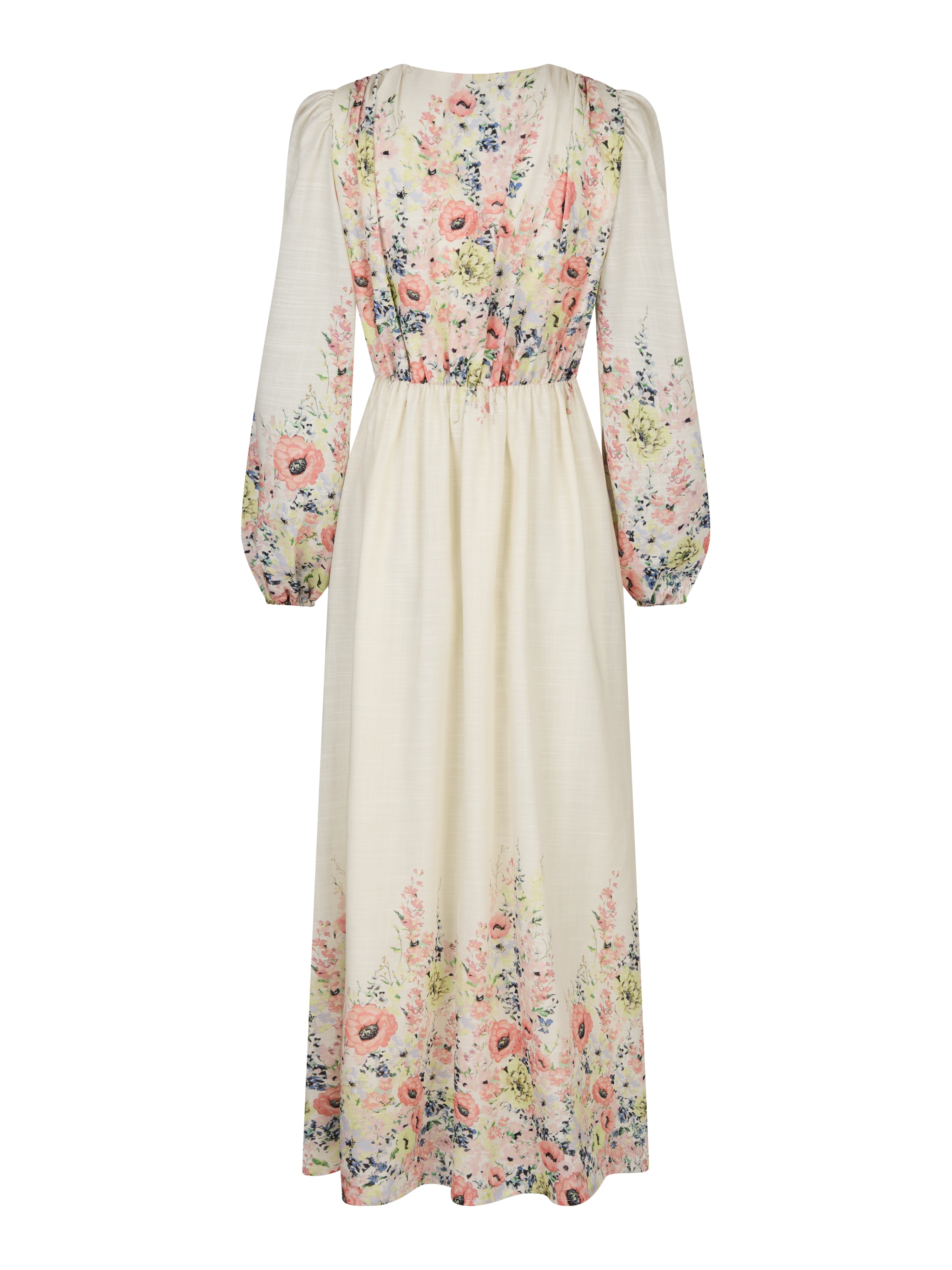 Silfi Flower Print kjole - Creme