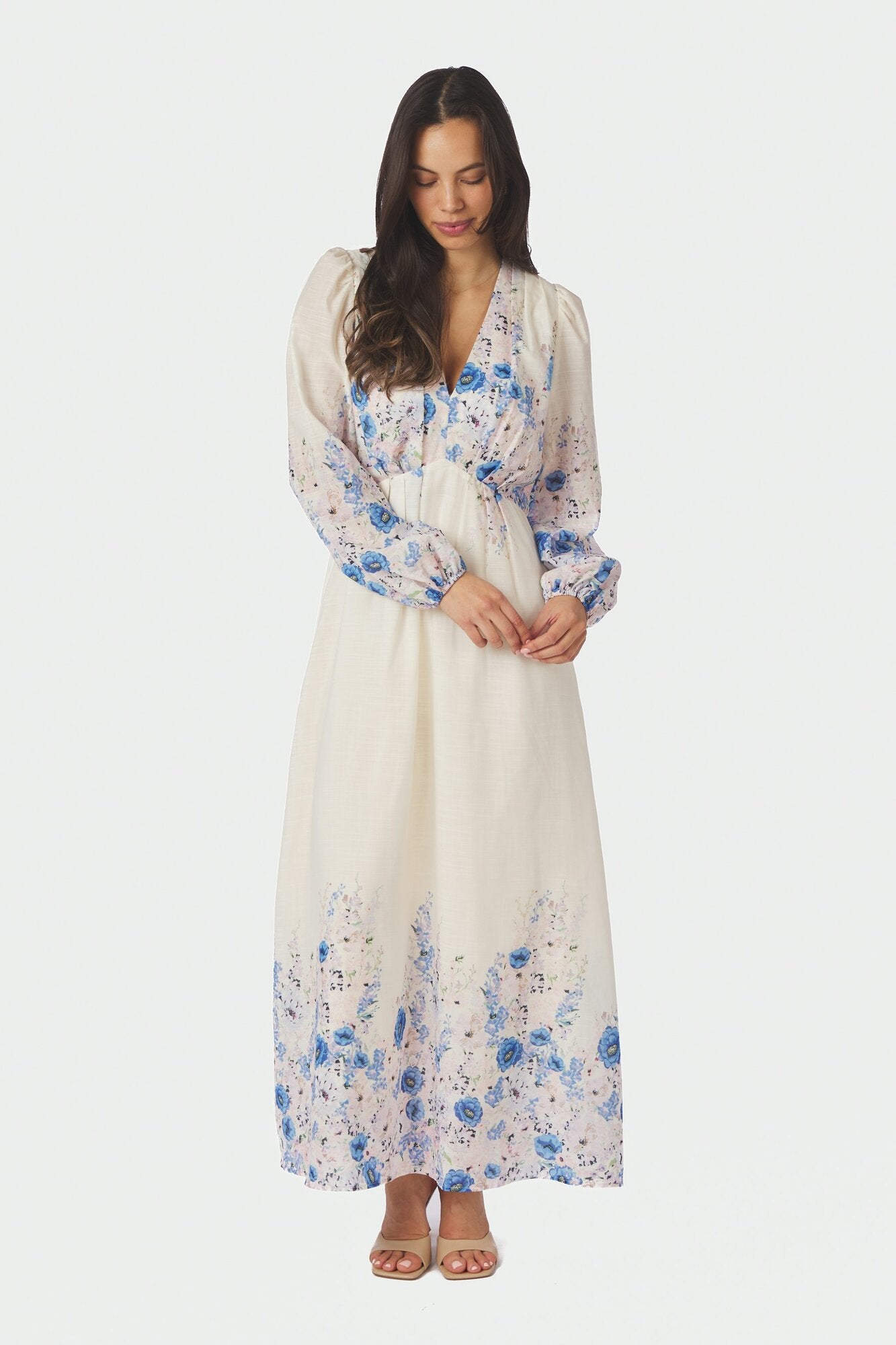 Silfi Flower Print kjole - blå