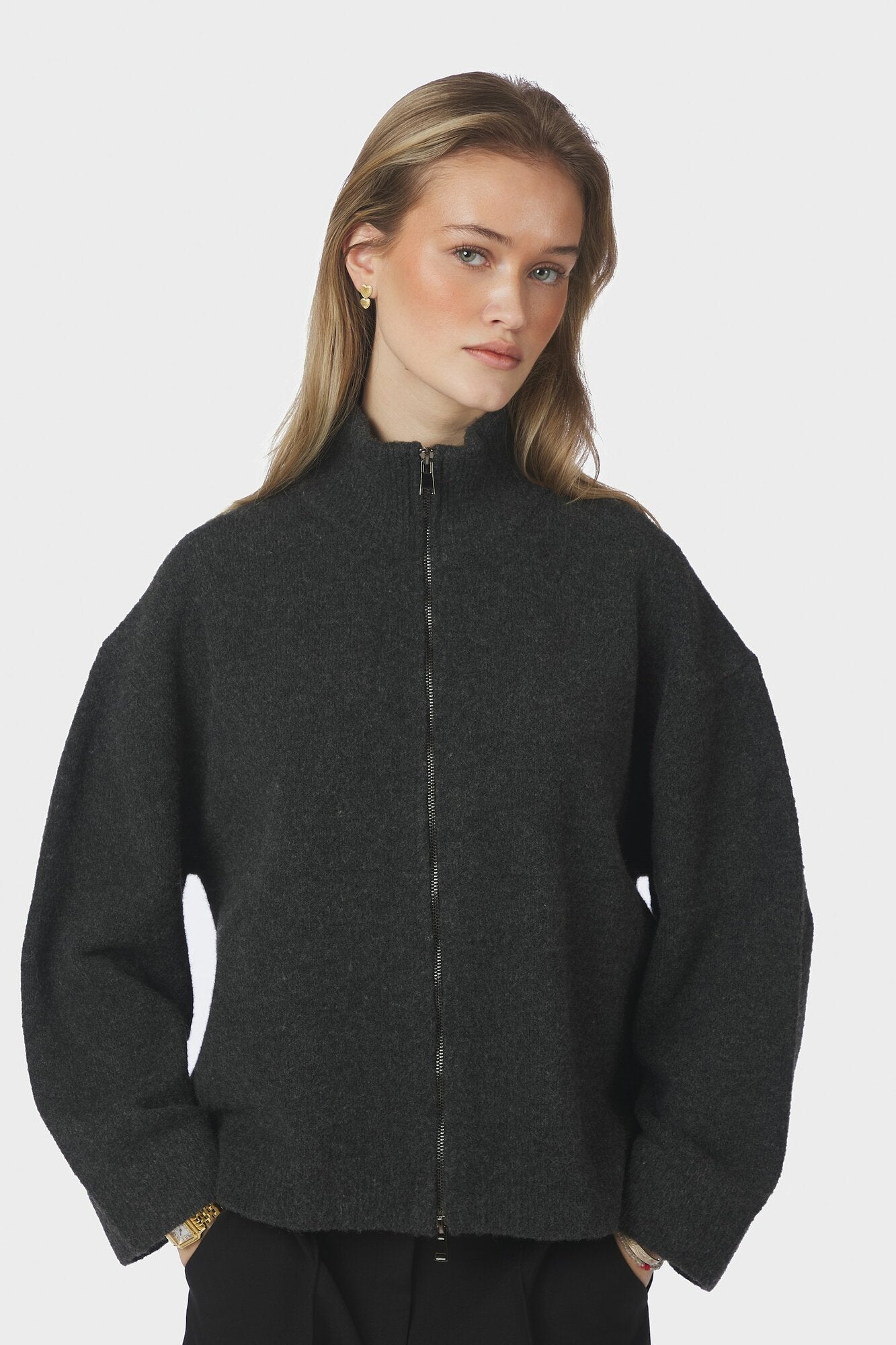 Asley Zip cardigan - Antracit