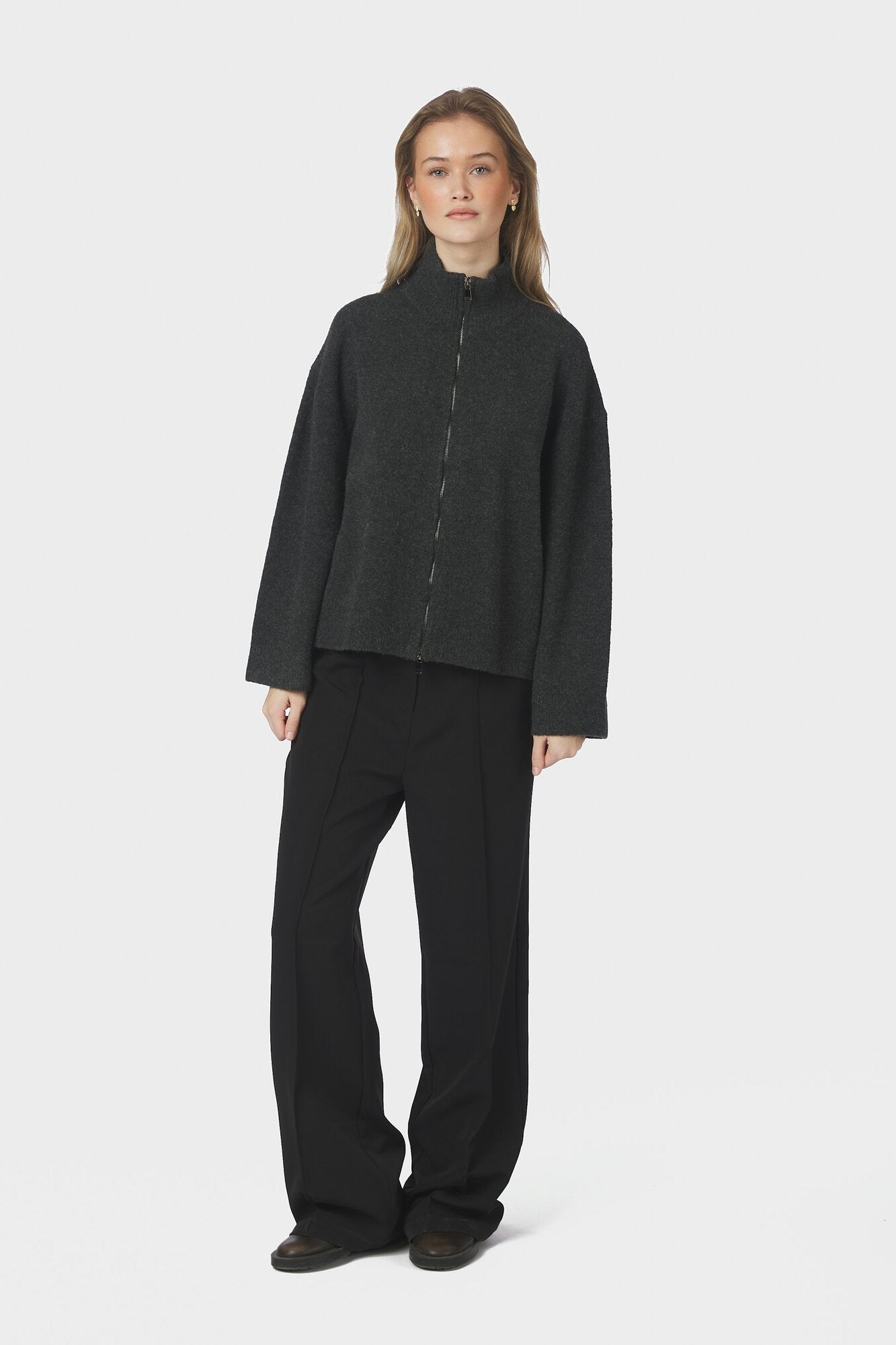 Asley Zip cardigan - Antracit