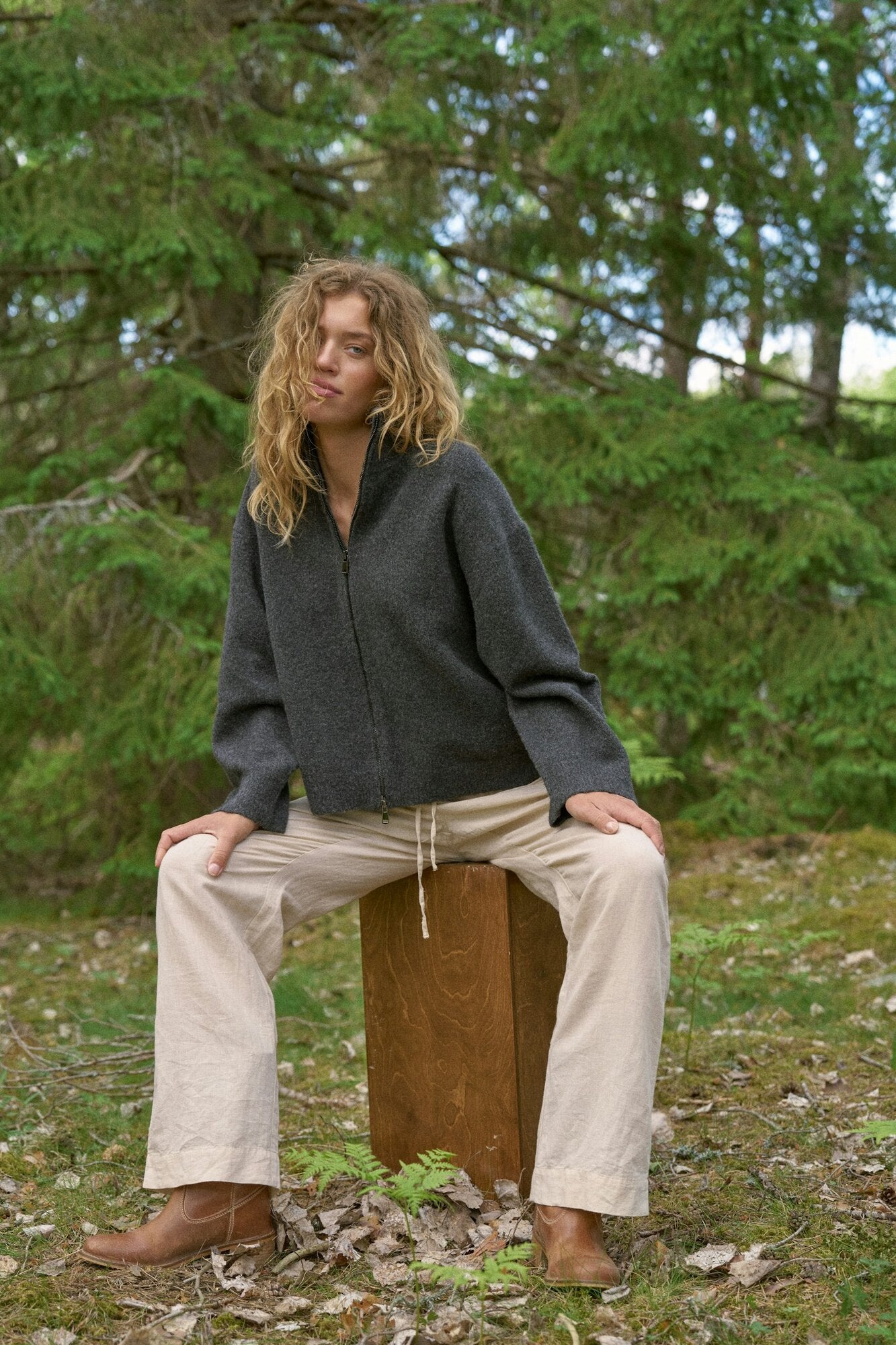Asley Zip cardigan - Antracit