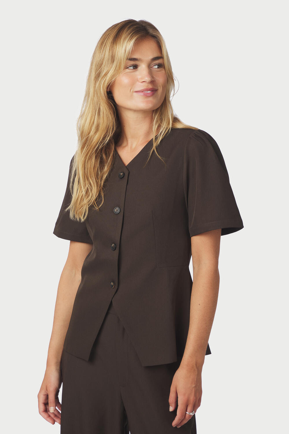 Jules Structure bluse - mørkebrun