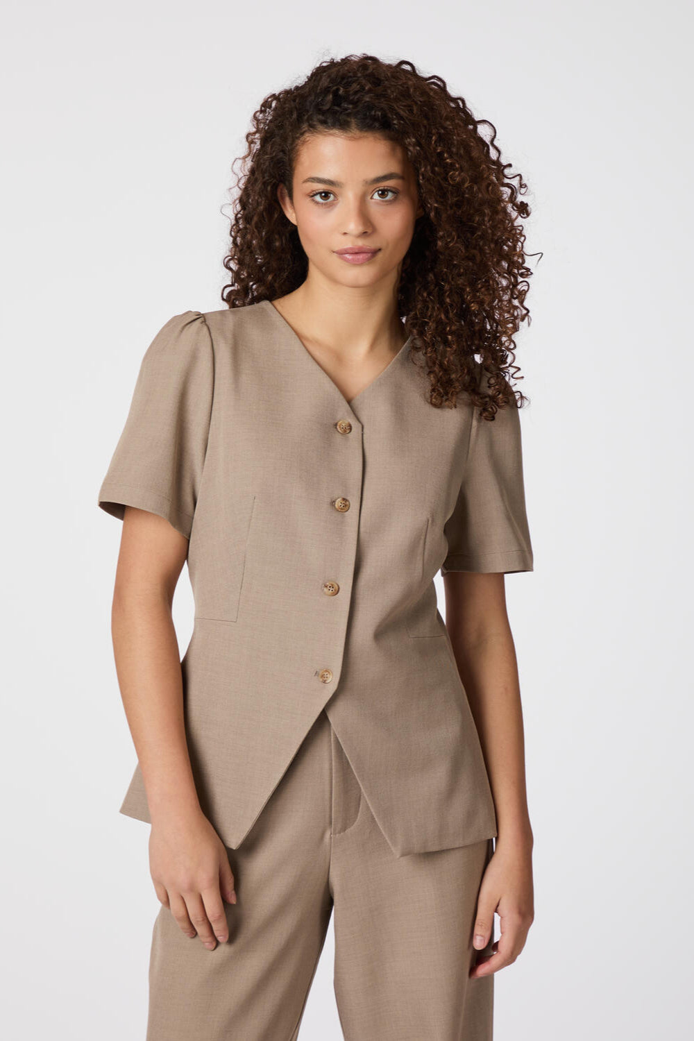 Jules Structure bluse - Dark Taupe