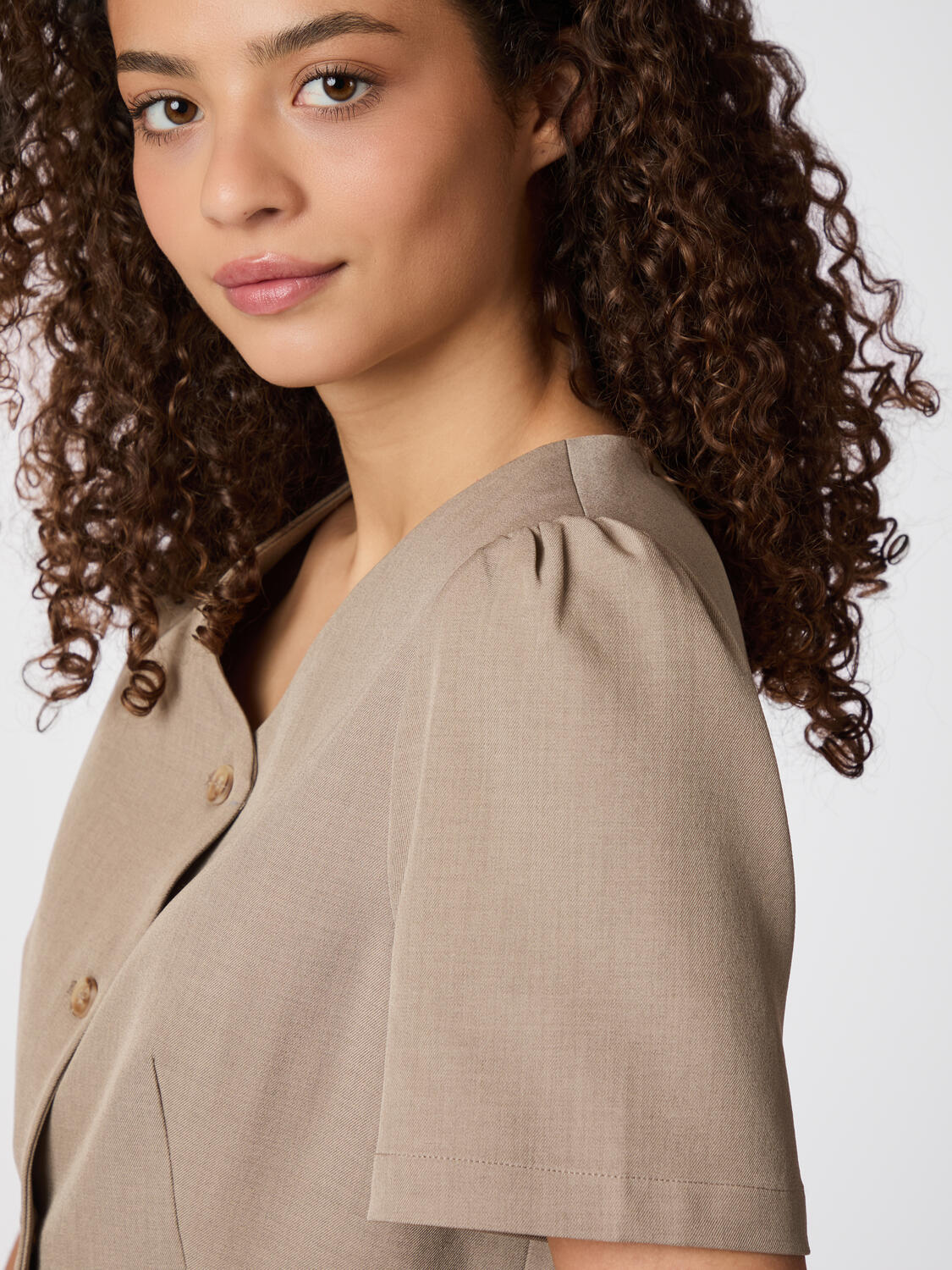 Jules Structure bluse - Dark Taupe