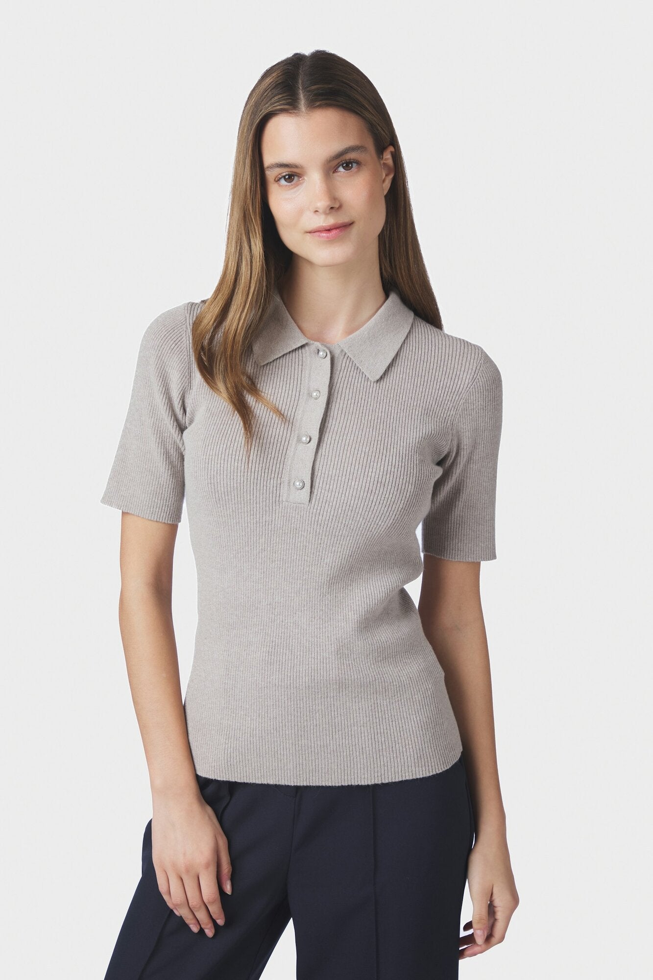 Manama kortærmet polotrøje - Warm Grey