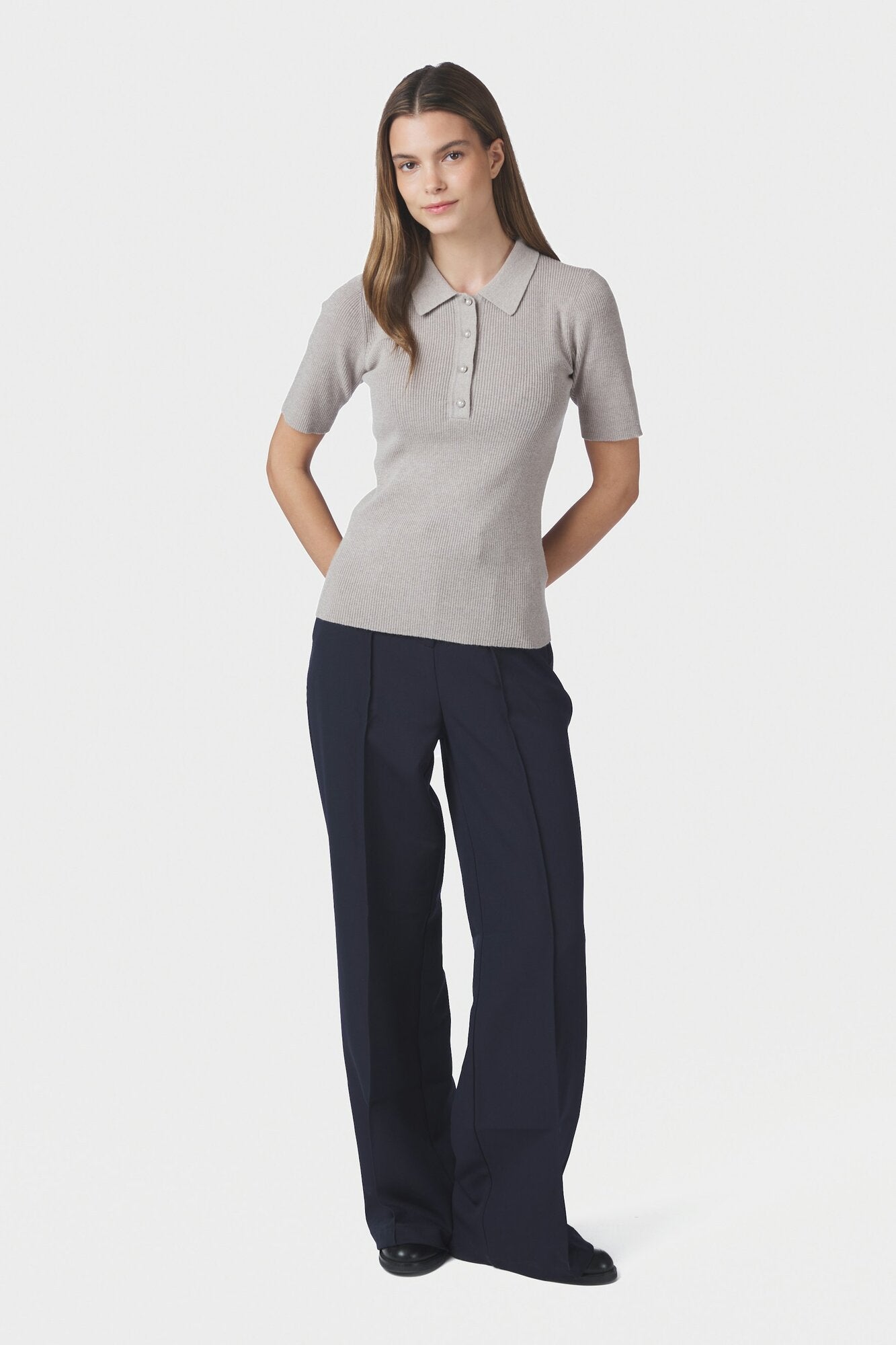 Manama kortærmet polotrøje - Warm Grey