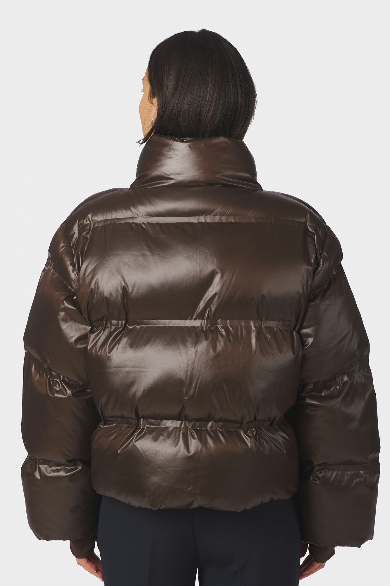 Rhea Shiny Puffer dunjakke – Chocolate Brown