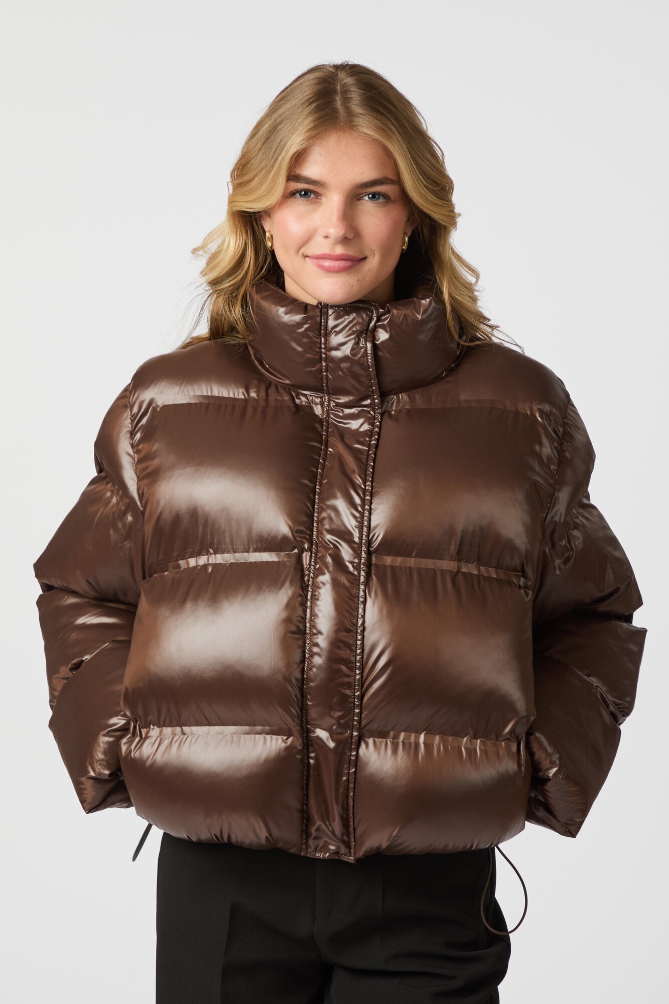 Rhea Shiny Puffer jakke - Dark Brown