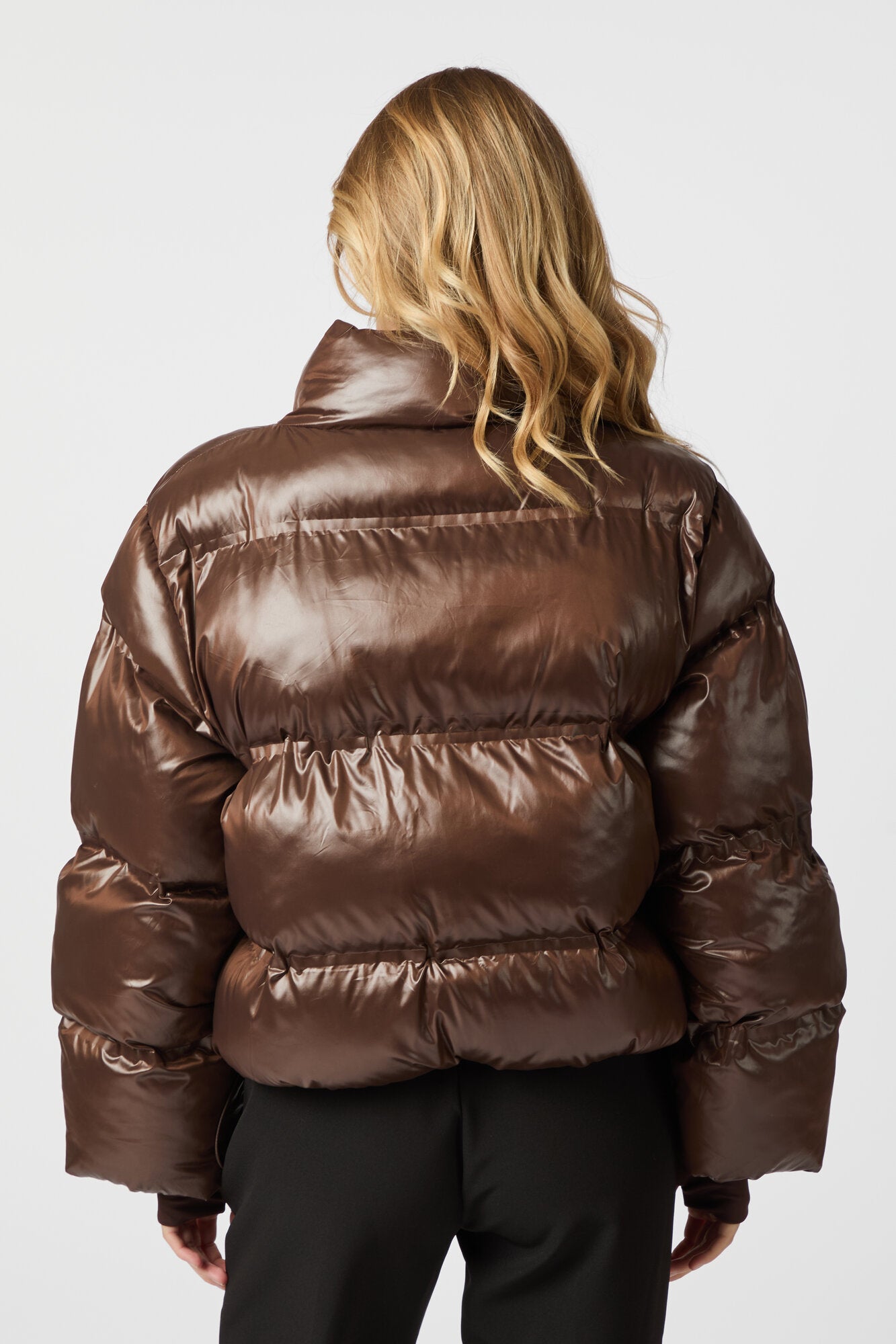 Rhea Shiny Puffer jakke - Dark Brown