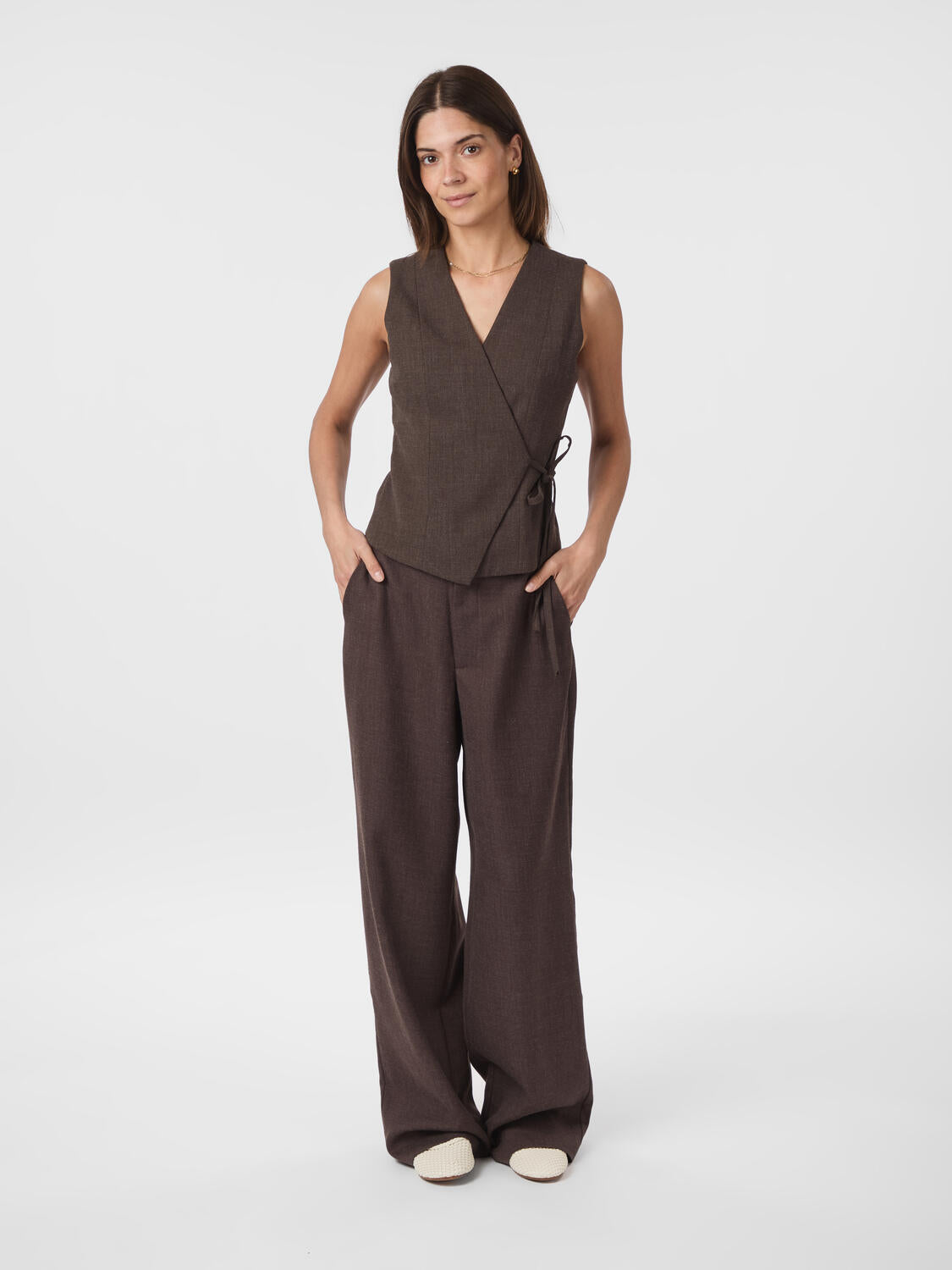 Samara Melange vest - Brown Melange
