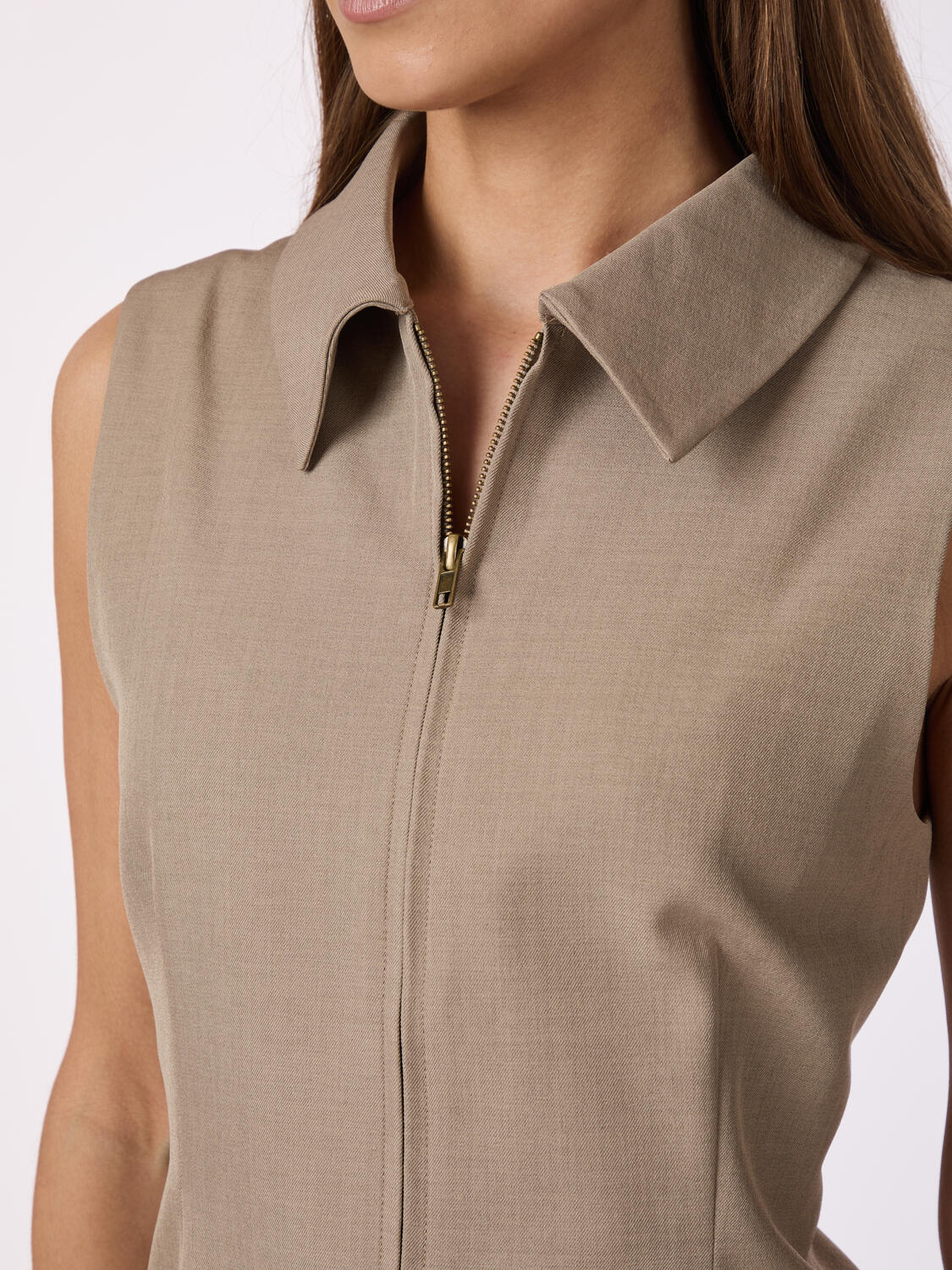 Annabella Structure vest - Dark Taupe